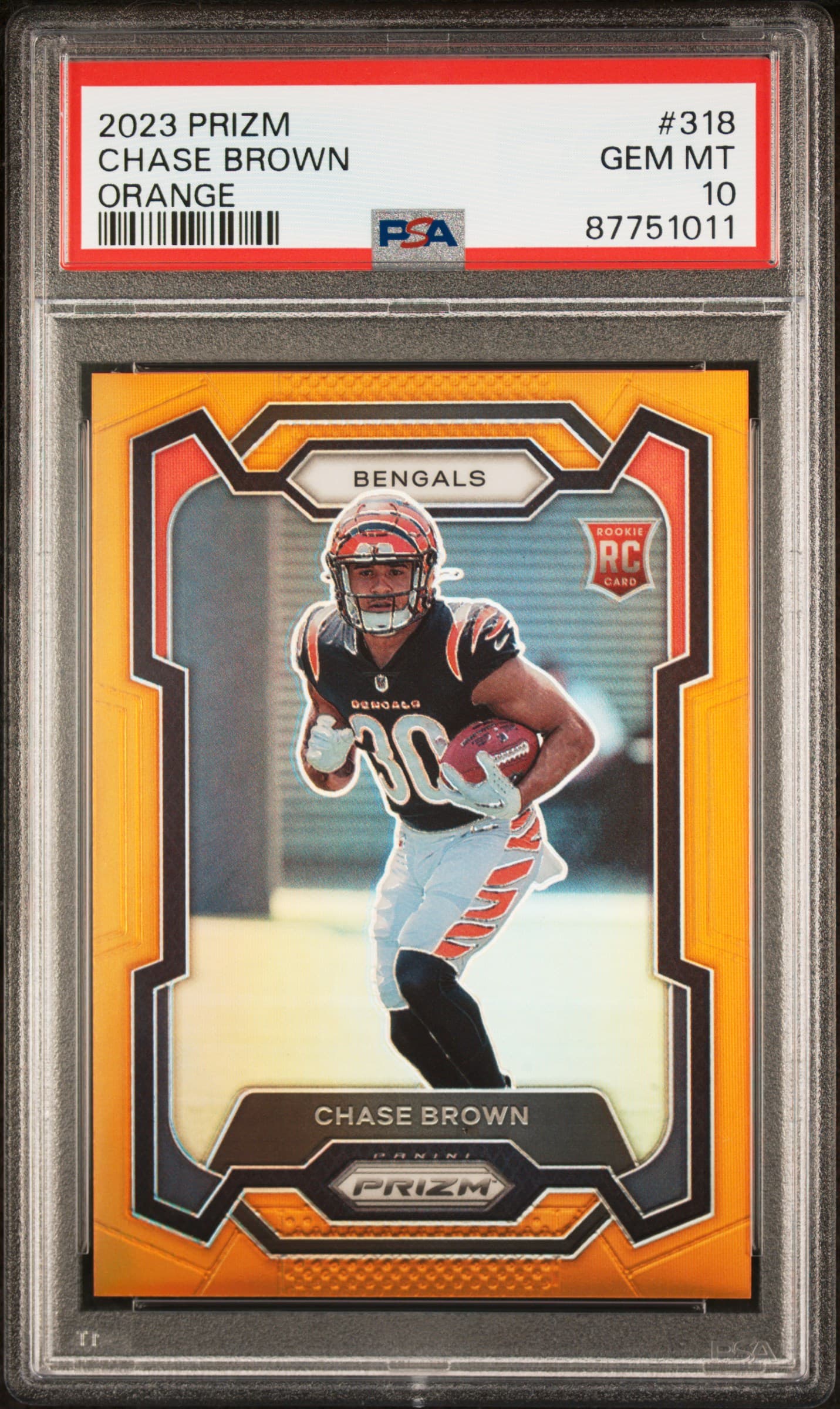 2023 PANINI PRIZM CHASE BROWN #318 ORANGE PRIZM GEM MT 10 87751011