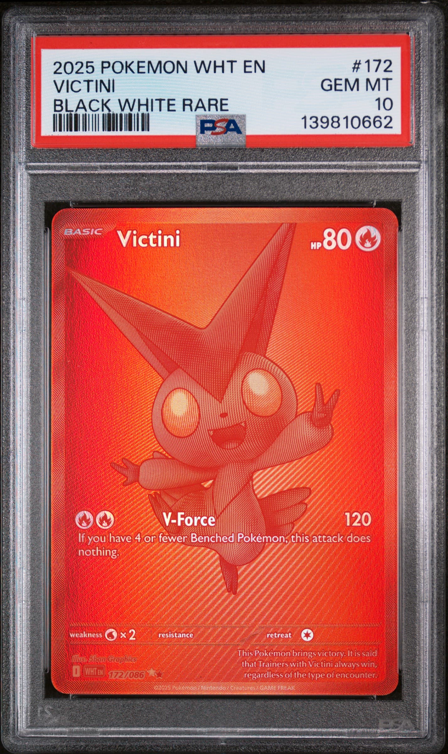 2025 POKEMON WHT EN-WHITE FLARE VICTINI #172 BLACK WHITE RARE GEM MT 10 139810662