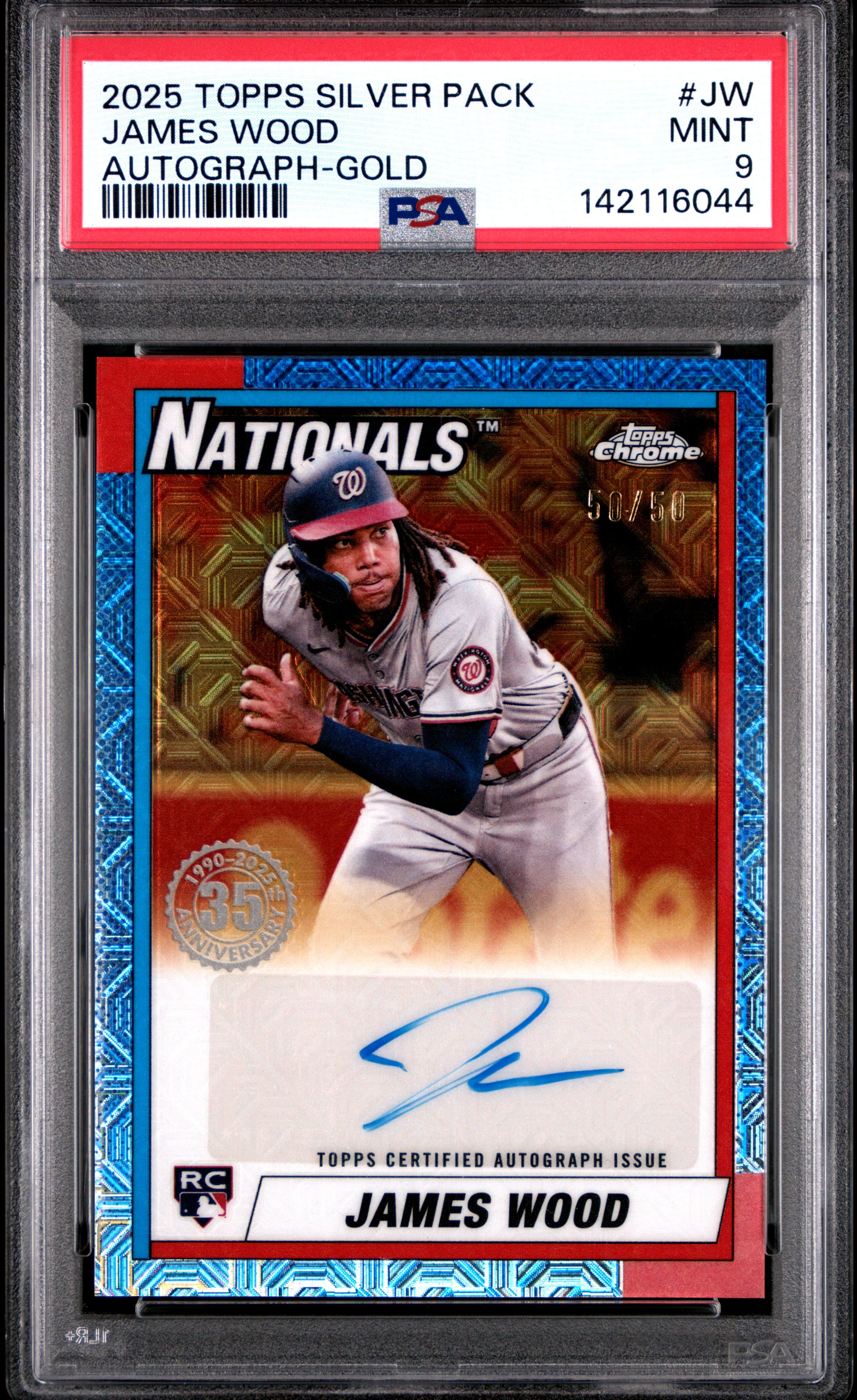2025 TOPPS SILVER PACK 1990 CHROME PROMO AUTOGRAPH JAMES WOOD #JW AUTOGRAPH-GOLD MINT 9 142116044