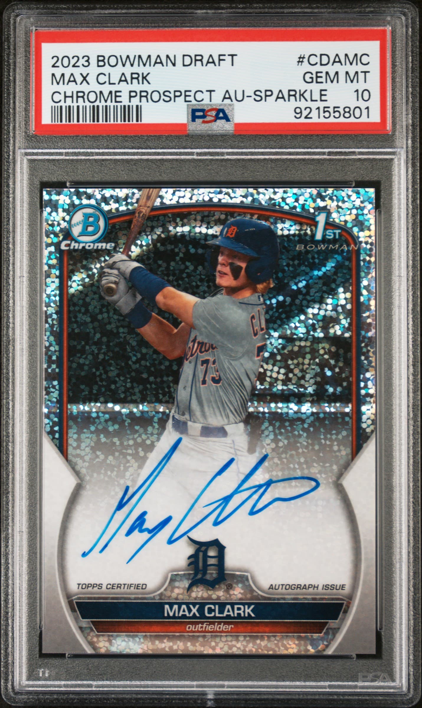 2023 BOWMAN DRAFT CHROME PROSPECT AUTOGRAPH MAX CLARK #CDAMC CHR PROSPECT AU-SPARKLE REF GEM MT 10 92155801
