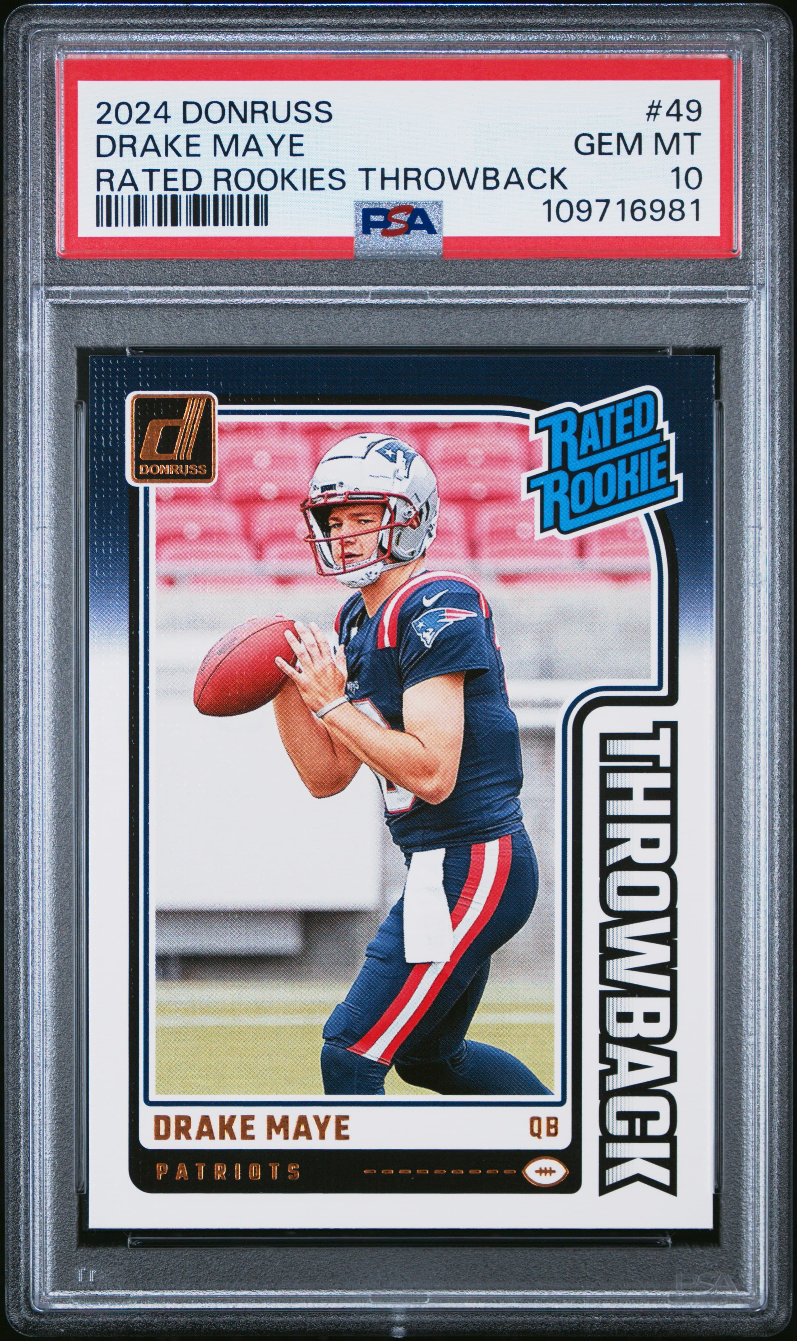 2024 PANINI DONRUSS RATED ROOKIES THROWBACK DRAKE MAYE #49 GEM MT 10 109716981