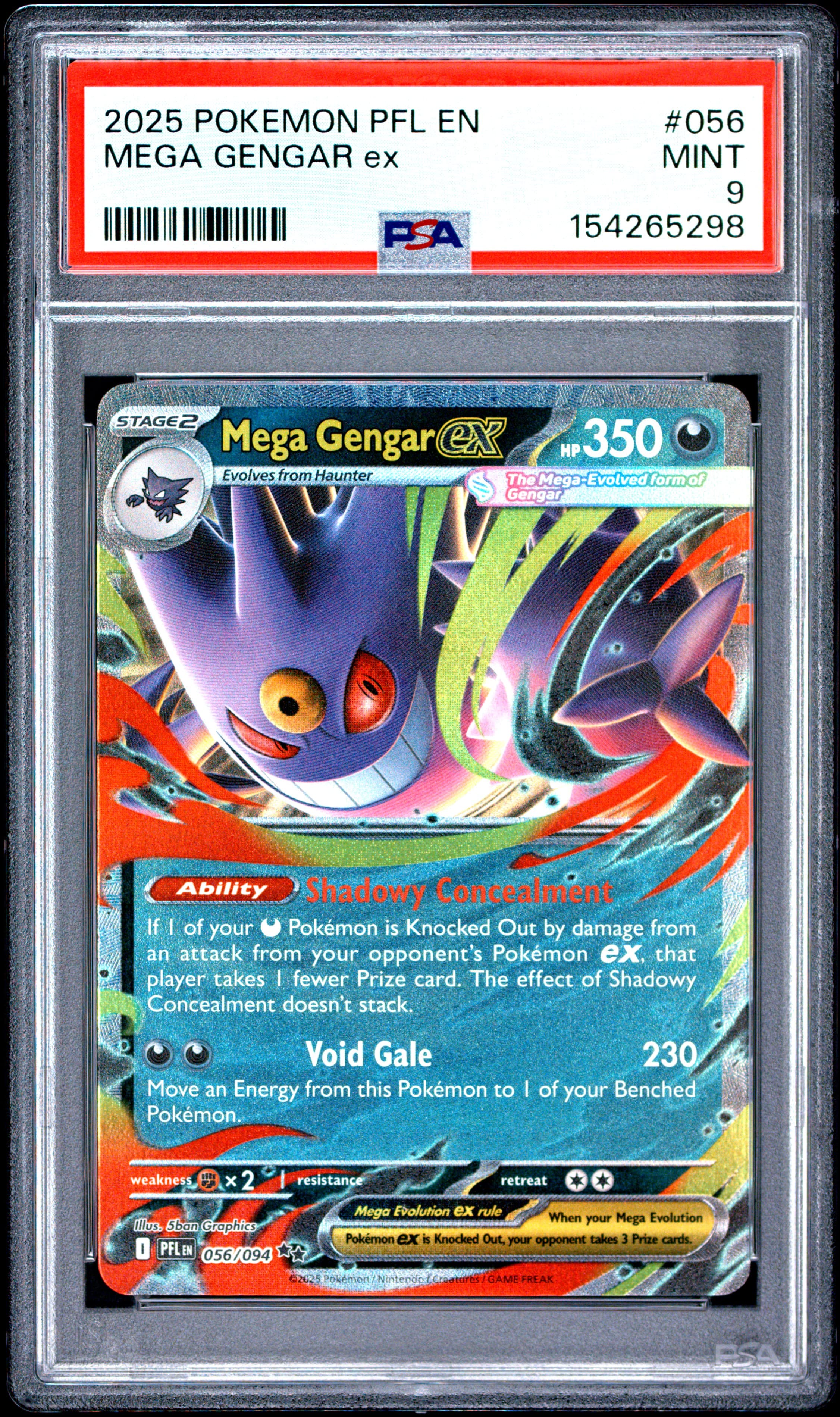 2025 POKEMON PFL EN-PHANTASMAL FLAMES MEGA GENGAR ex #056 MINT 9 154265298
