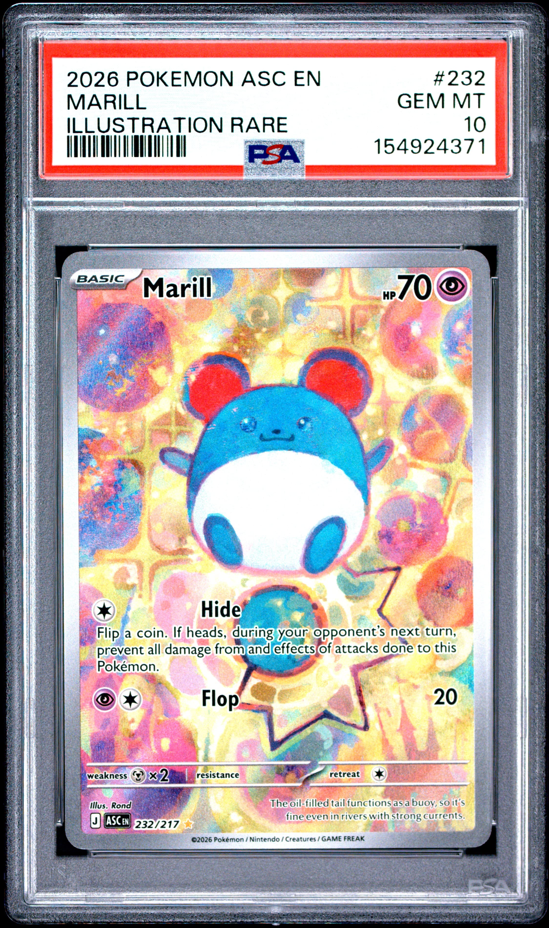 2026 POKEMON ASC EN-ASCENDED HEROES MARILL #232 ILLUSTRATION RARE GEM MT 10 154924371