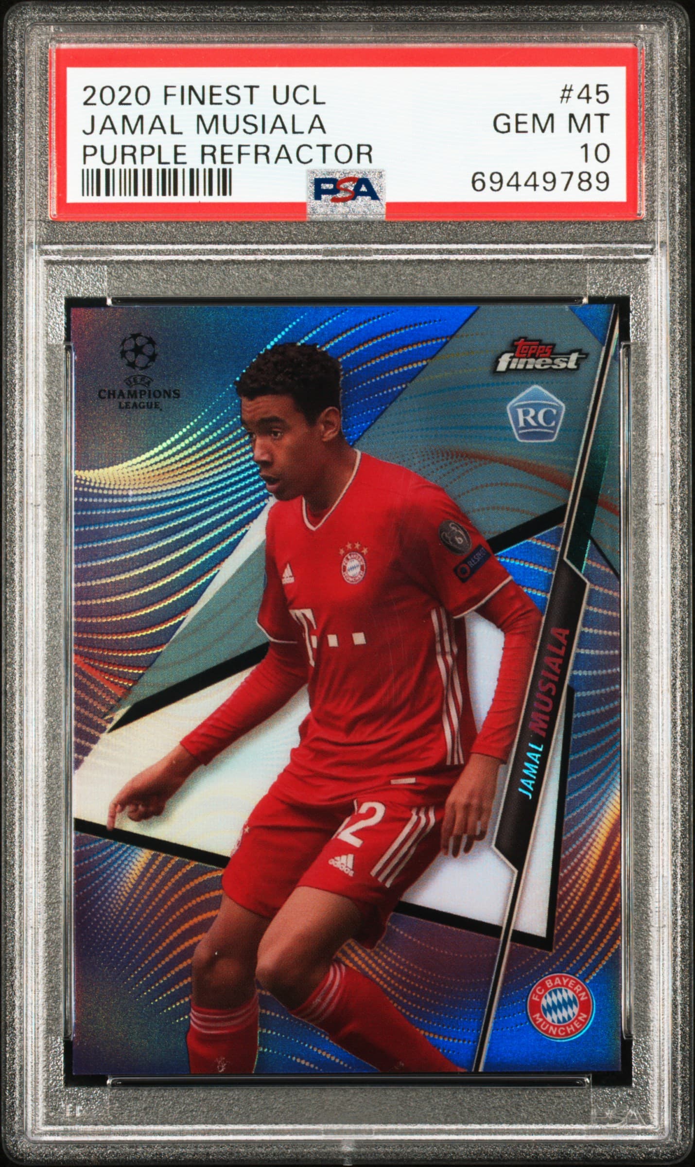 2020 TOPPS FINEST UEFA CHAMPIONS LEAGUE JAMAL MUSIALA #45 PURPLE REFRACTOR GEM MT 10 69449789