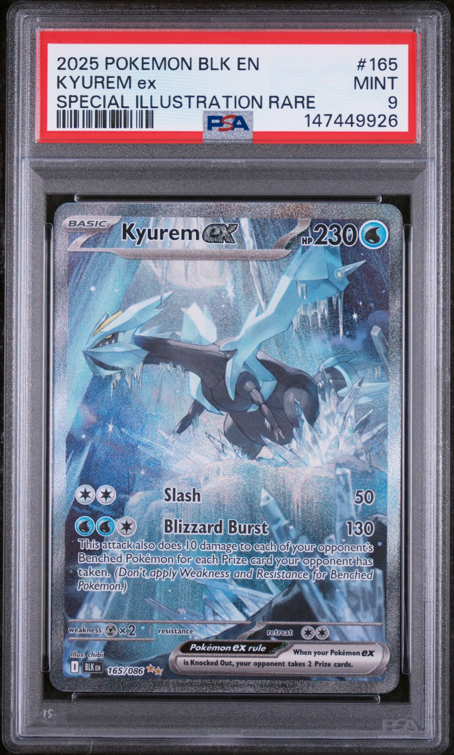 2025 POKEMON BLK EN-BLACK BOLT KYUREM ex #165 SPECIAL ILLUSTRATION RARE MINT 9 147449926