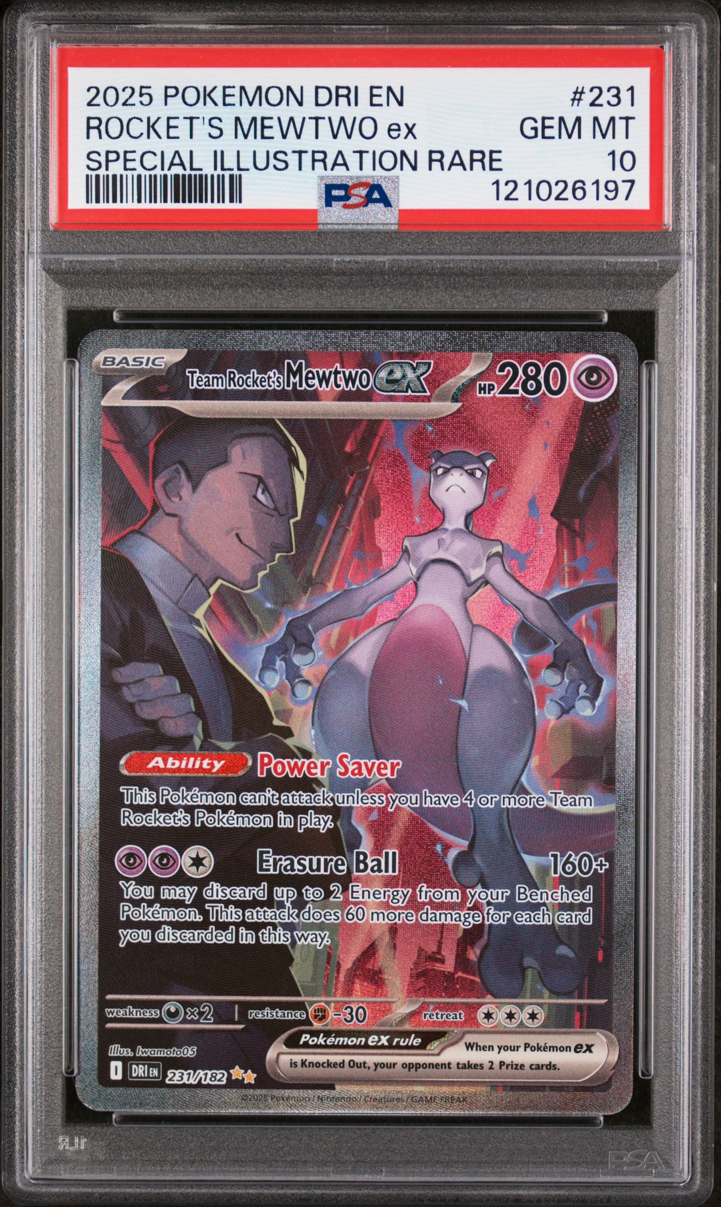2025 POKEMON DRI EN-DESTINED RIVALS ROCKET'S MEWTWO ex #231 SPECIAL ILLUSTRATION RARE GEM MT 10 121026197