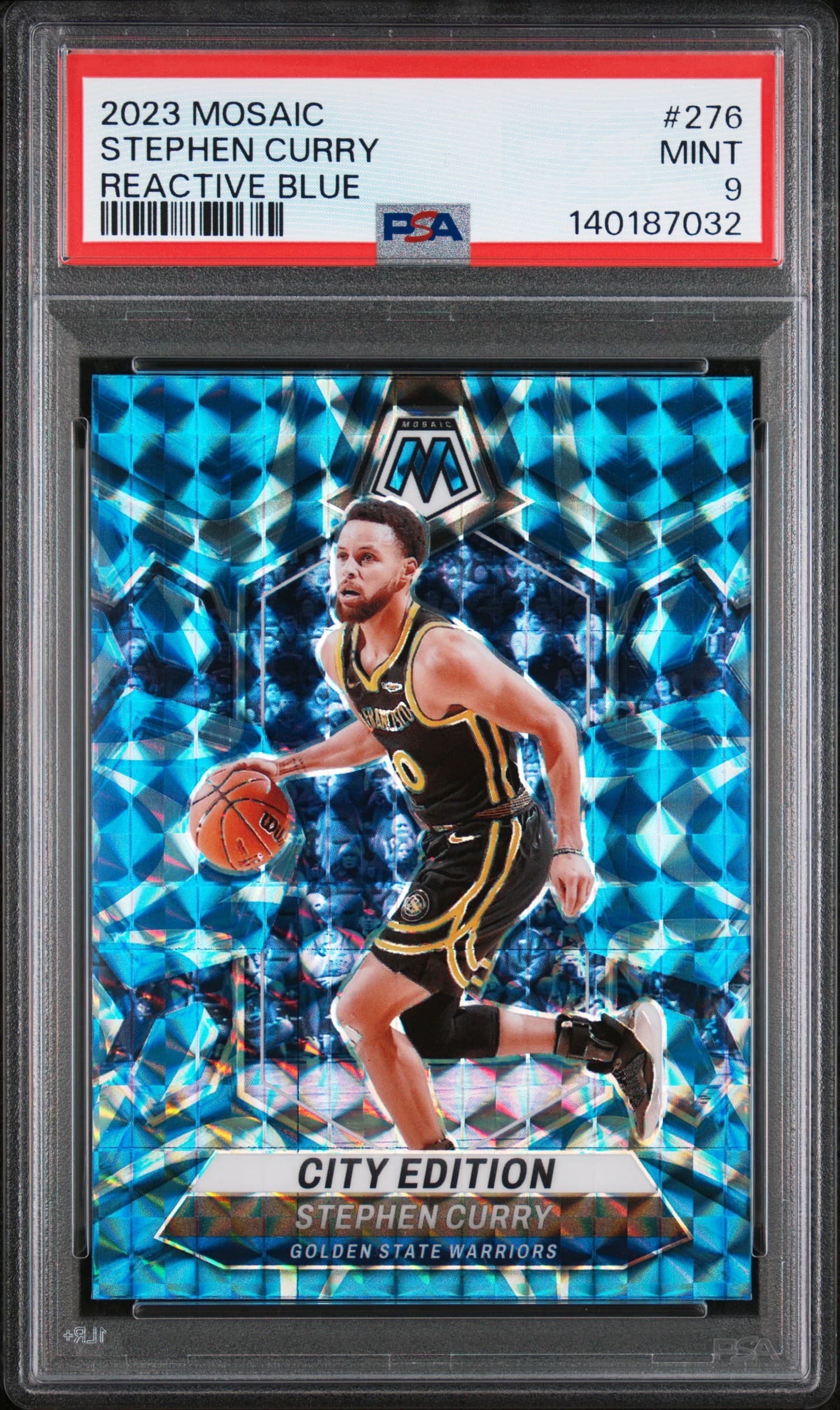2023 PANINI MOSAIC STEPHEN CURRY #276 REACTIVE BLUE MINT 9 140187032