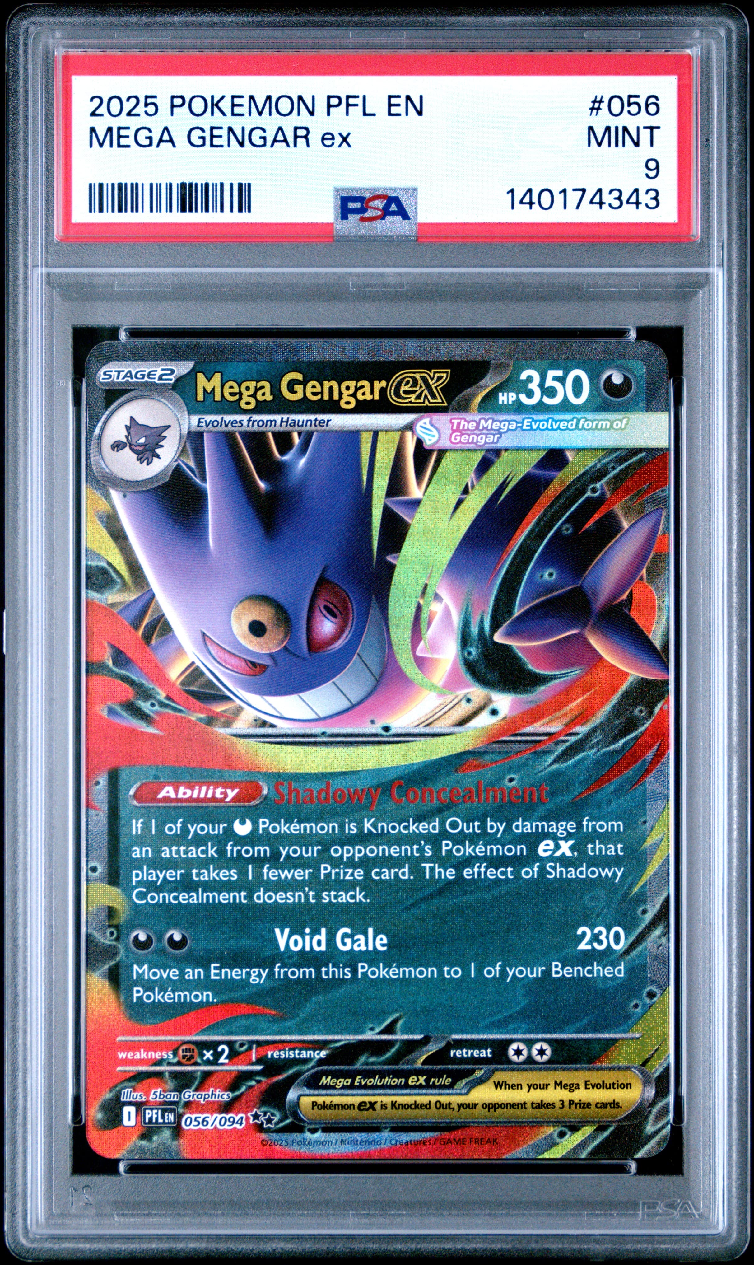 2025 POKEMON PFL EN-PHANTASMAL FLAMES MEGA GENGAR ex #056 MINT 9 140174343
