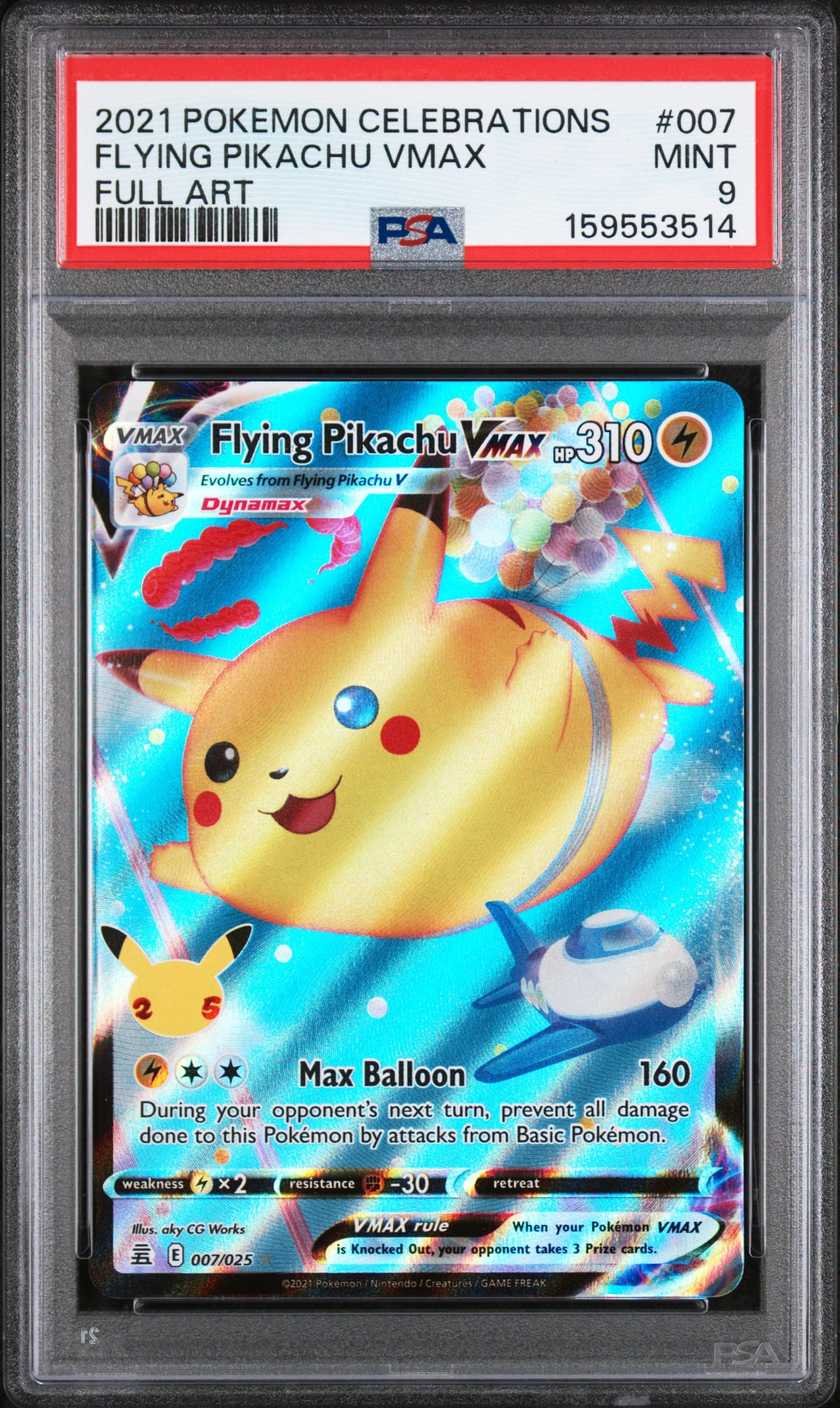 2021 POKEMON CELEBRATIONS FLYING PIKACHU VMAX #007 FULL ART MINT 9 159553514