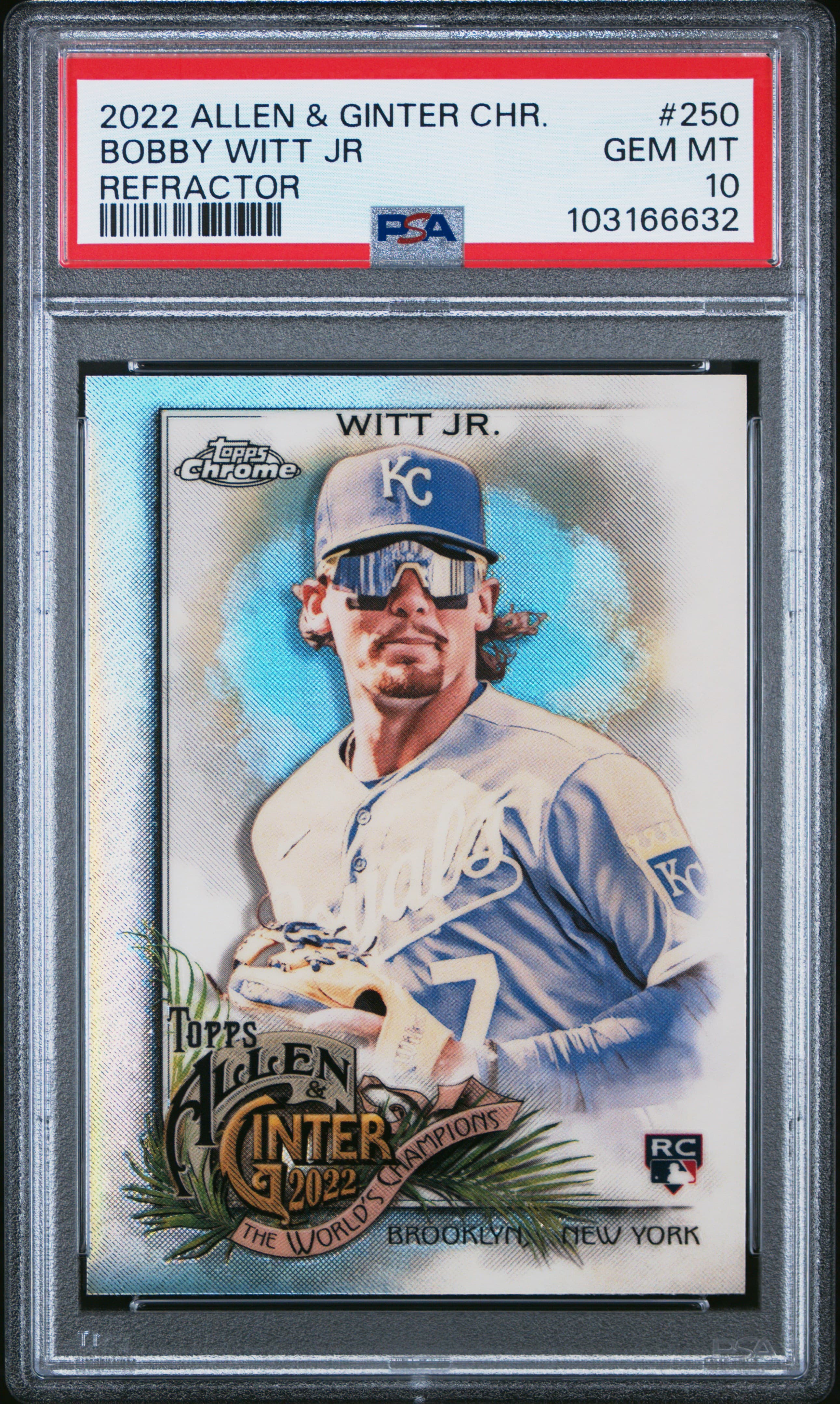 2022 TOPPS ALLEN & GINTER CHROME BOBBY WITT JR #250 REFRACTOR GEM MT 10 103166632