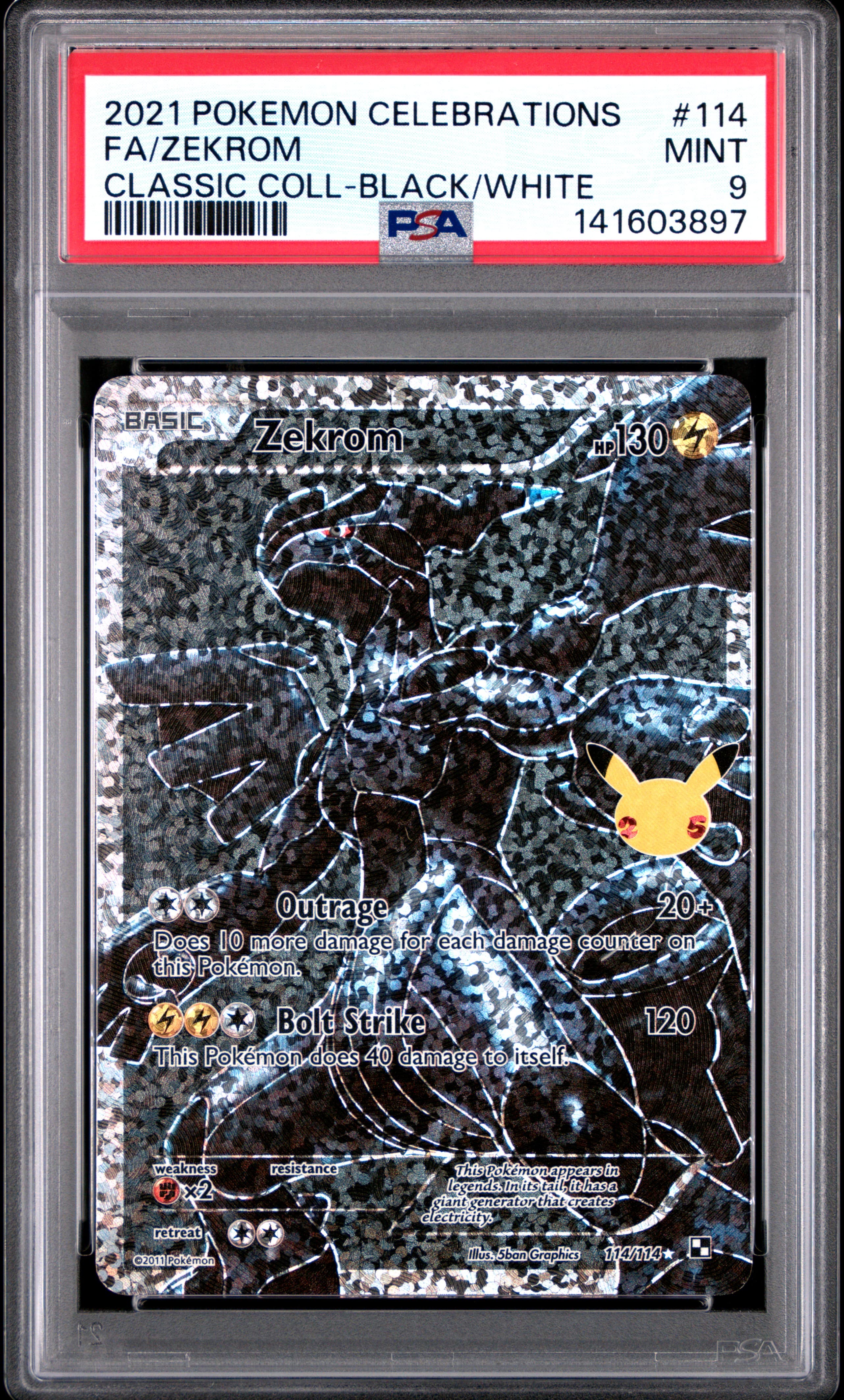 2021 POKEMON CELEBRATIONS CLASSIC COLLECTION FA/ZEKROM #114 CLASSIC COLL-BLACK/WHITE MINT 9 141603897