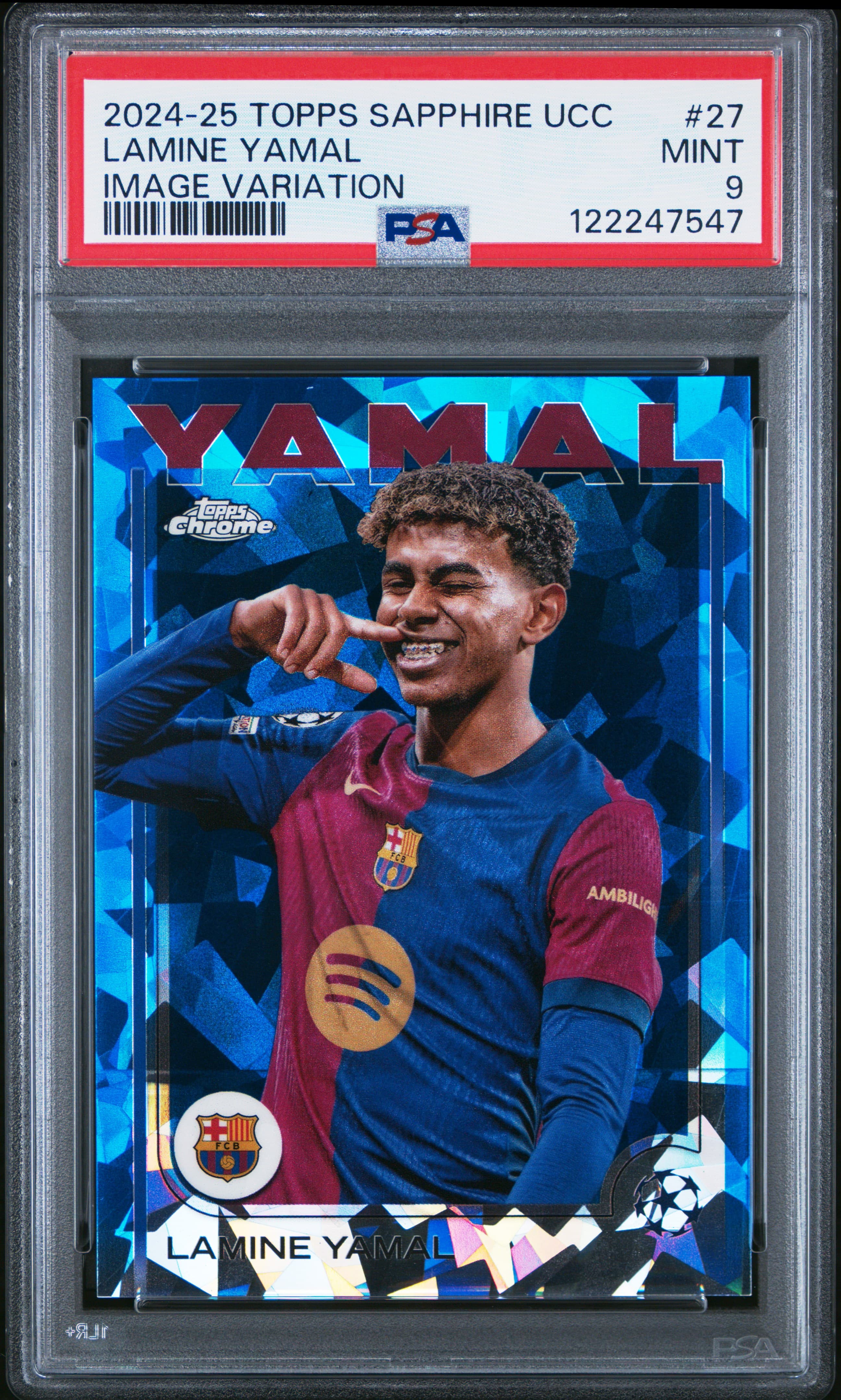 2024-25 TOPPS CHROME SAPPHIRE EDITION UEFA CLUB COMPETITIONS LAMINE YAMAL #27 IMAGE VARIATION MINT 9 122247547