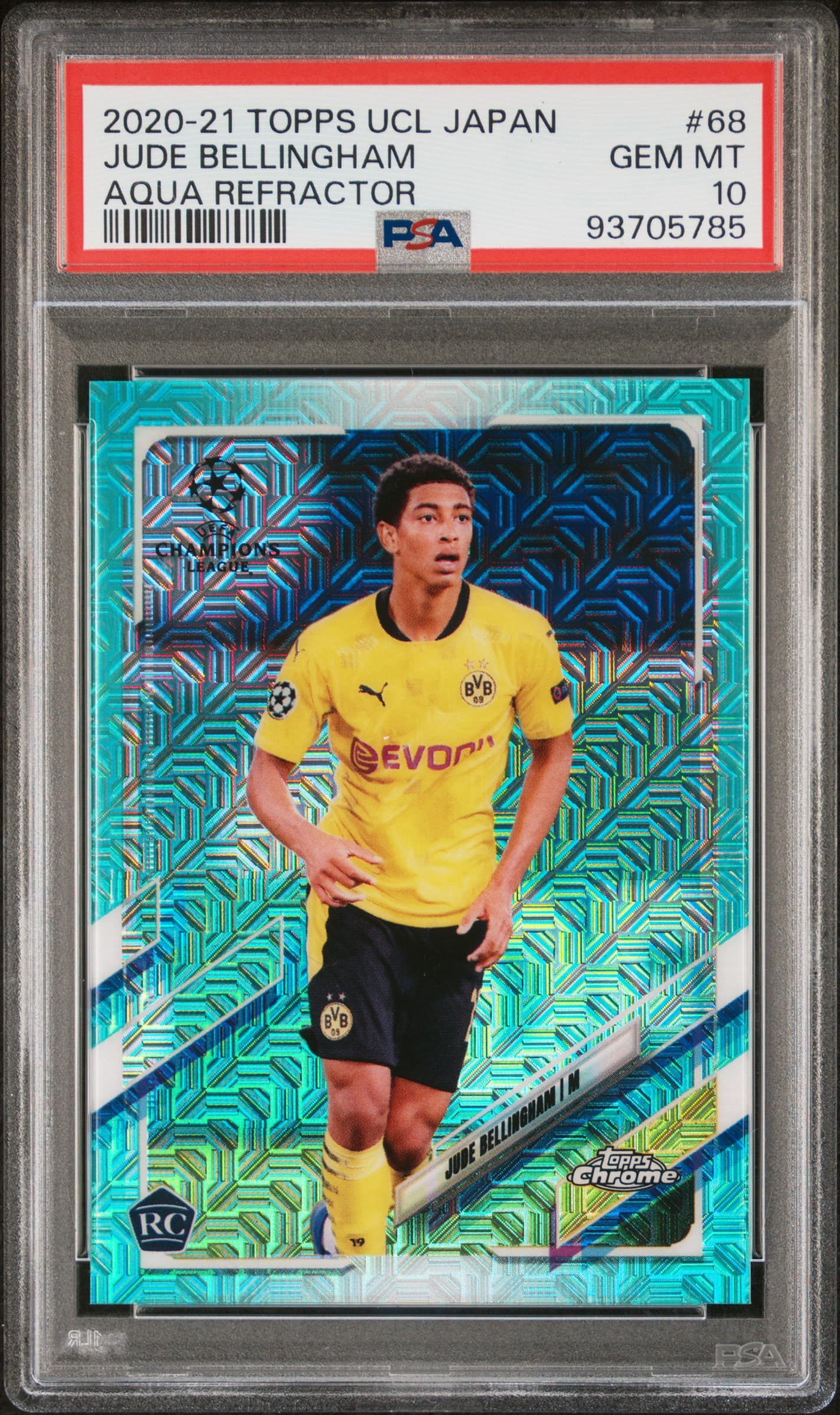 2020 TOPPS UEFA CHAMPIONS LEAGUE JAPAN EDITION JUDE BELLINGHAM #68 AQUA REFRACTOR GEM MT 10 93705785