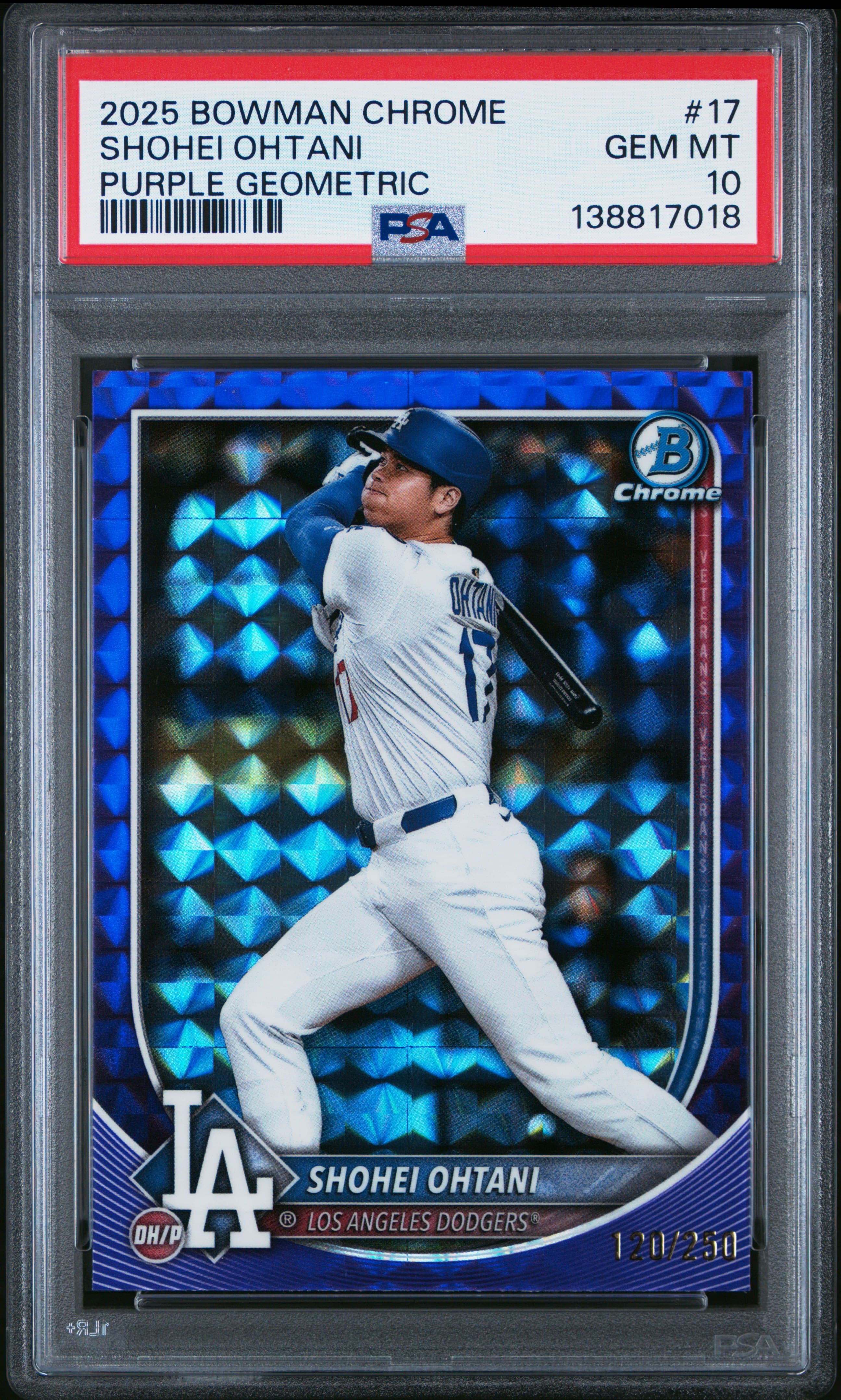 2025 BOWMAN CHROME SHOHEI OHTANI #17 PURPLE GEOMETRIC GEM MT 10 138817018