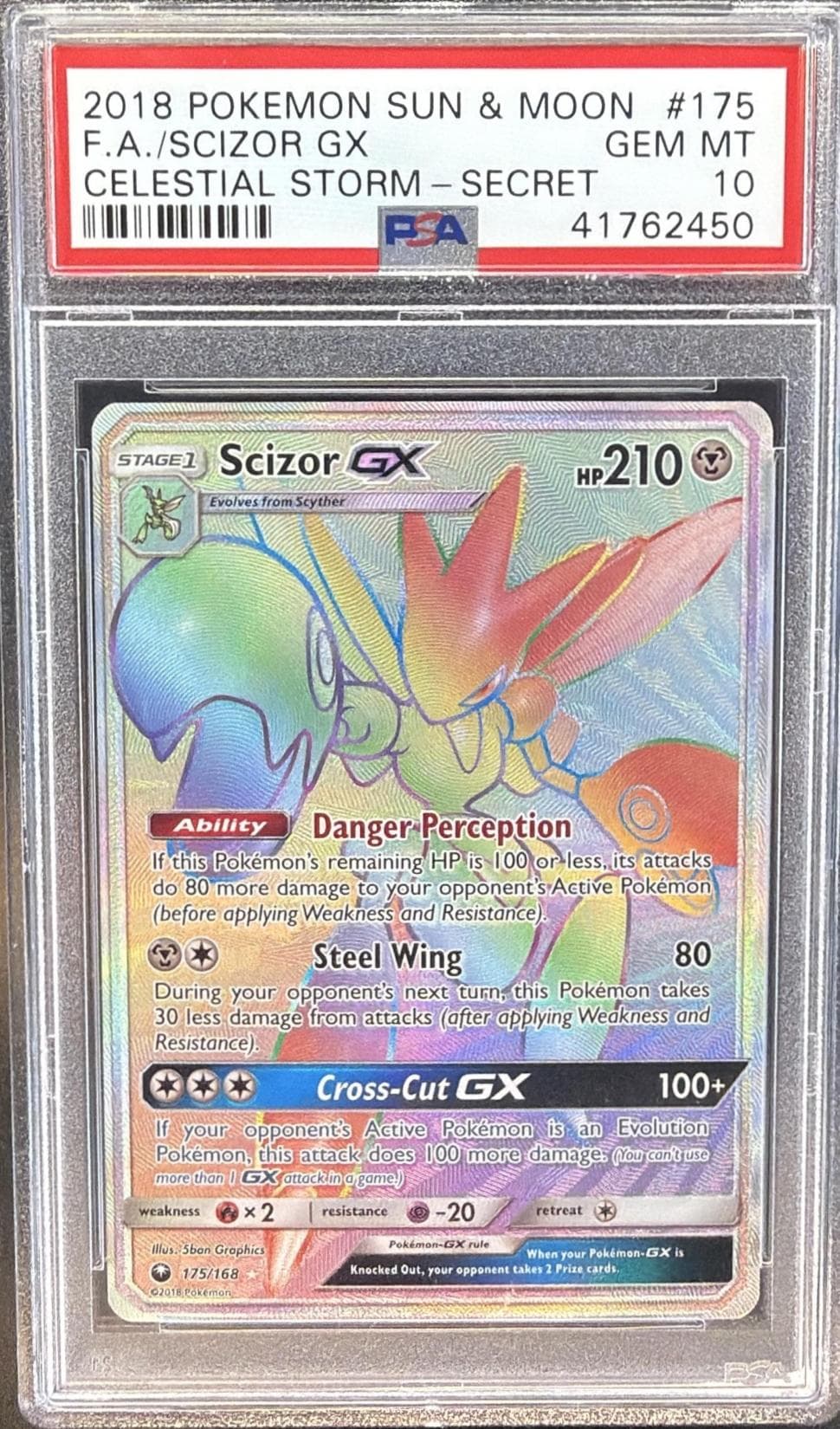 2018 POKEMON SUN & MOON CELESTIAL STORM FA/SCIZOR GX #175 CELESTIAL STORM-SECRET GEM MT 10 41762450