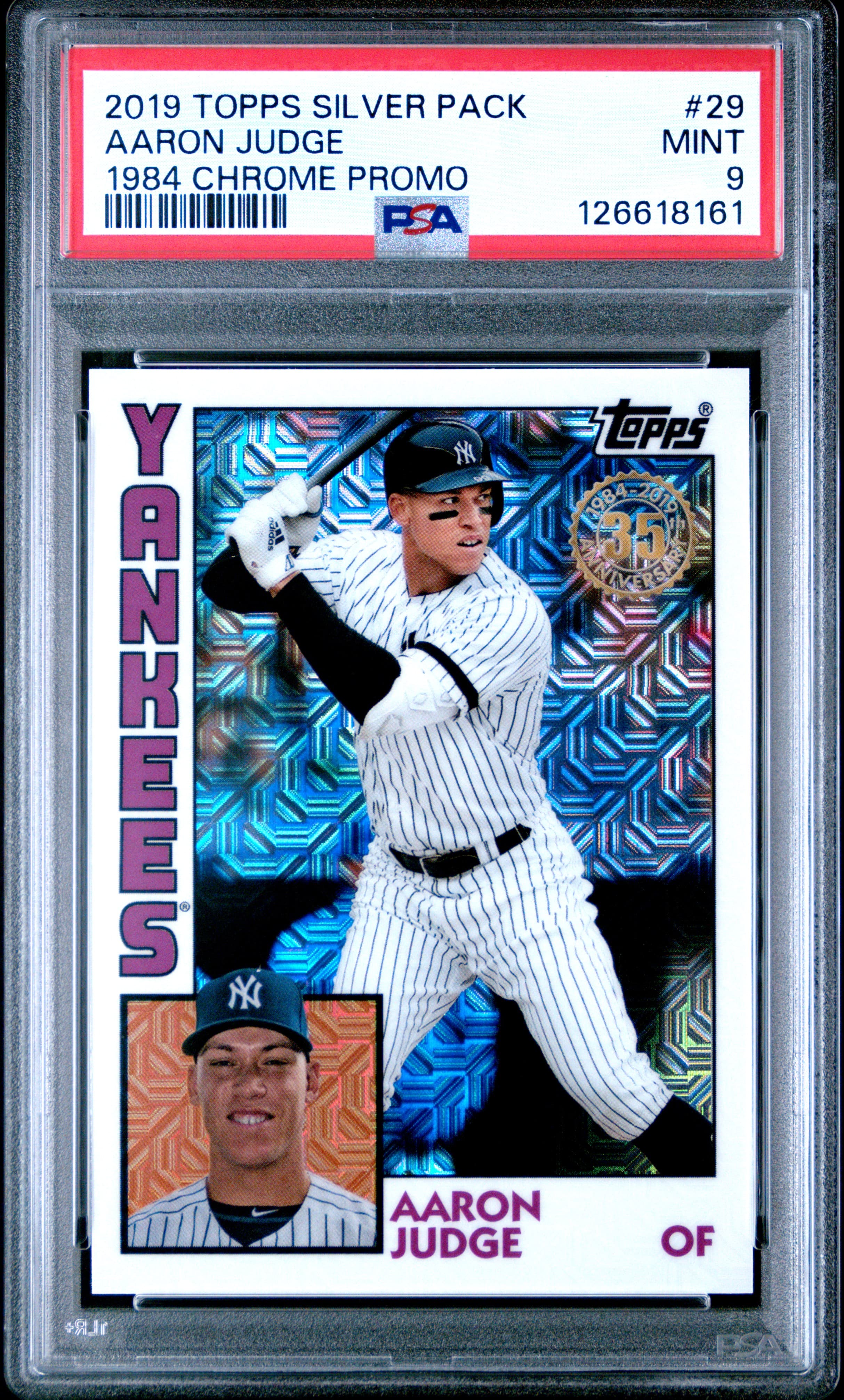 2019 TOPPS SILVER PACK 1984 CHROME PROMO AARON JUDGE #29 1984 CHROME PROMO MINT 9 126618161