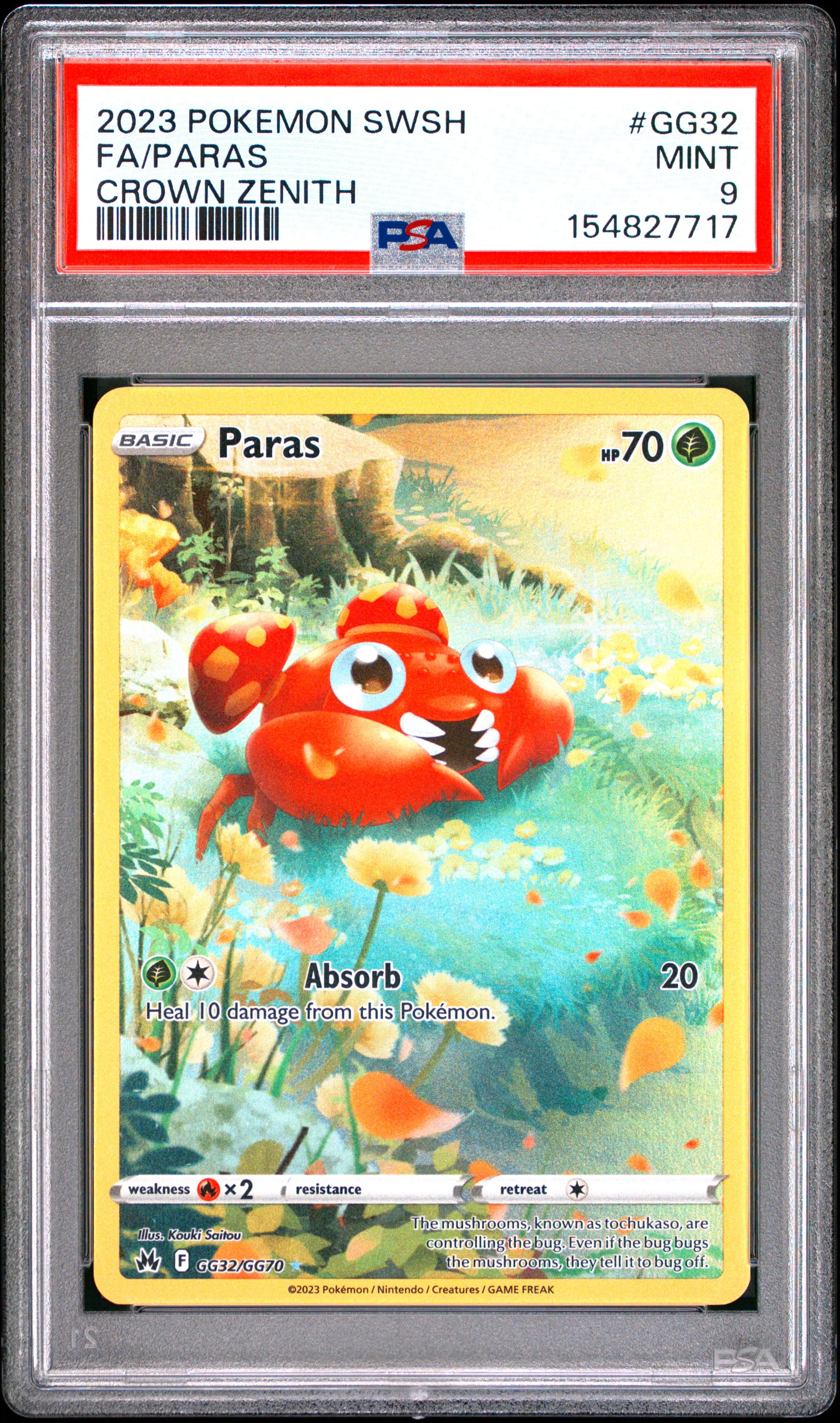 2023 POKEMON SWORD AND SHIELD CROWN ZENITH FA/PARAS #GG32 CROWN ZENITH MINT 9 154827717