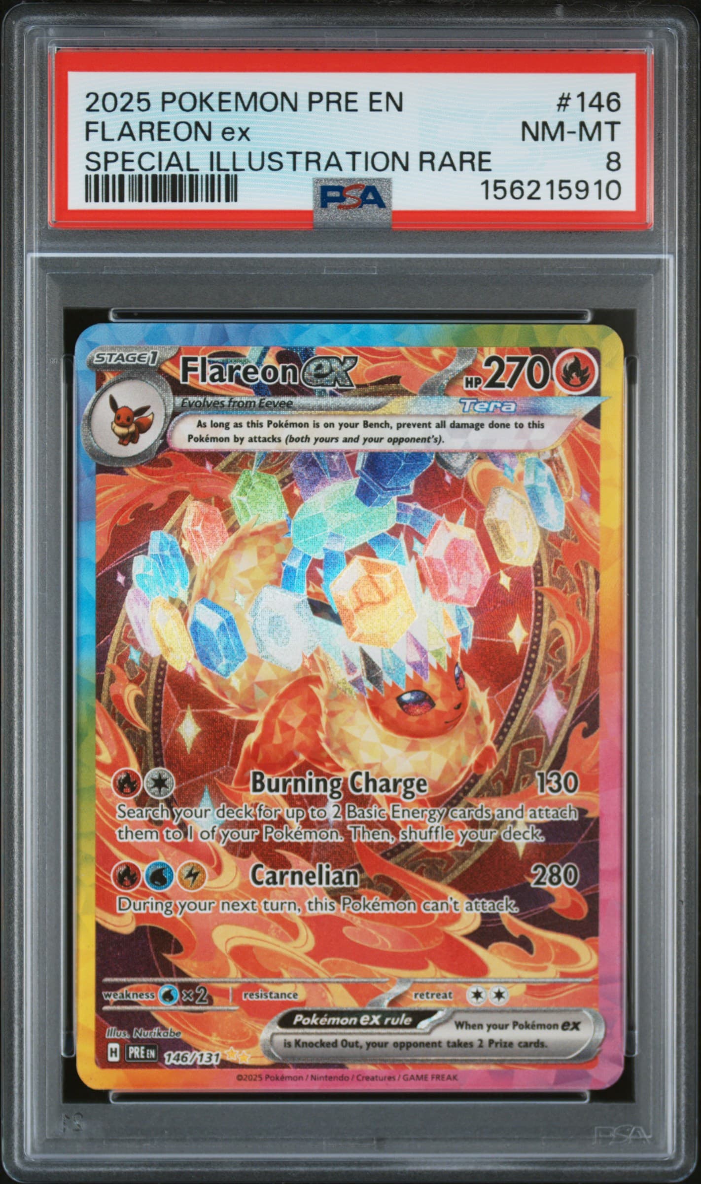 2025 POKEMON PRE EN-PRISMATIC EVOLUTIONS FLAREON ex #146 SPECIAL ILLUSTRATION RARE NM-MT 8 156215910