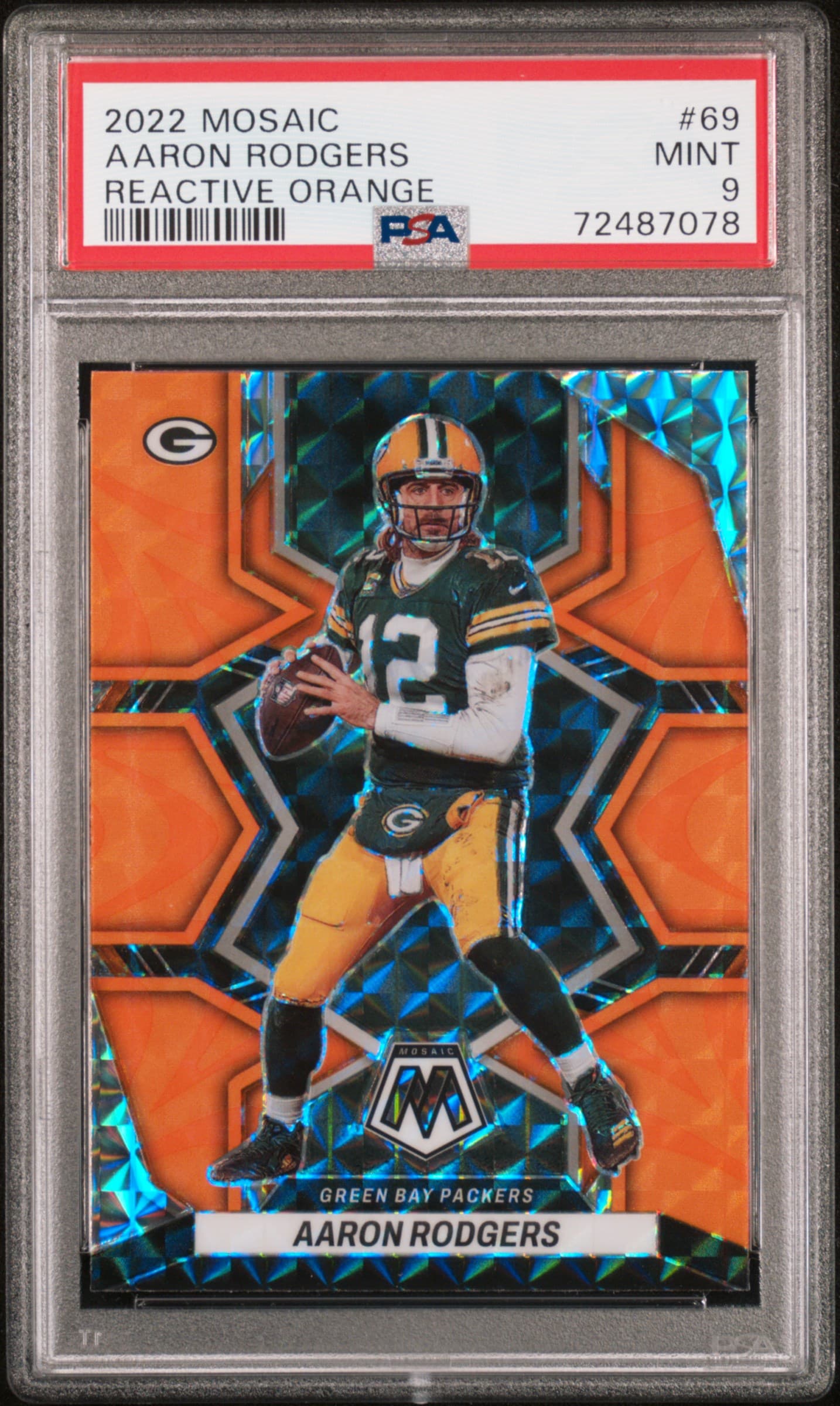 2022 PANINI MOSAIC AARON RODGERS #69 REACTIVE ORANGE MINT 9 72487078