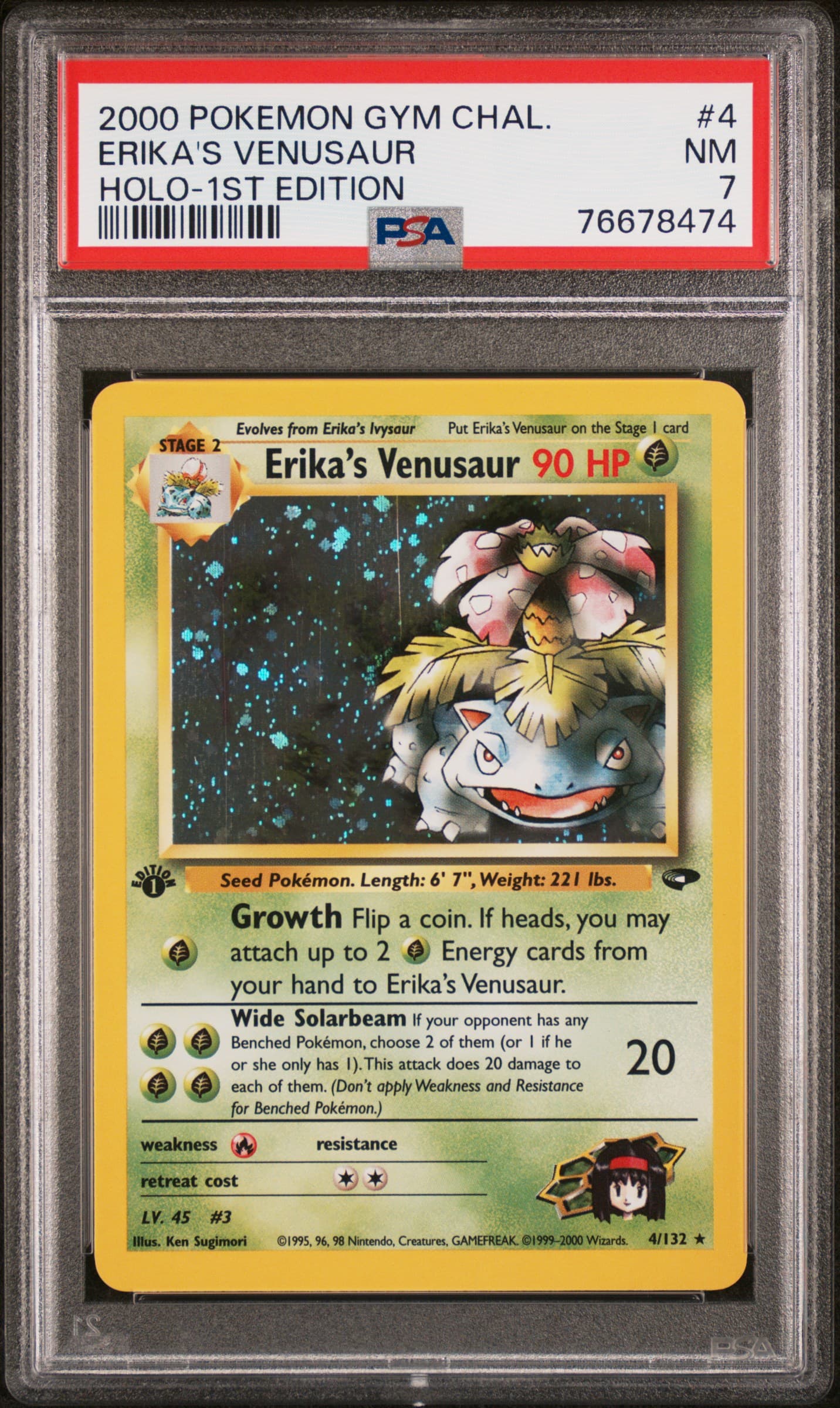 2000 POKEMON GYM CHALLENGE ERIKA'S VENUSAUR #4 HOLO-1ST EDITION NM 7 76678474