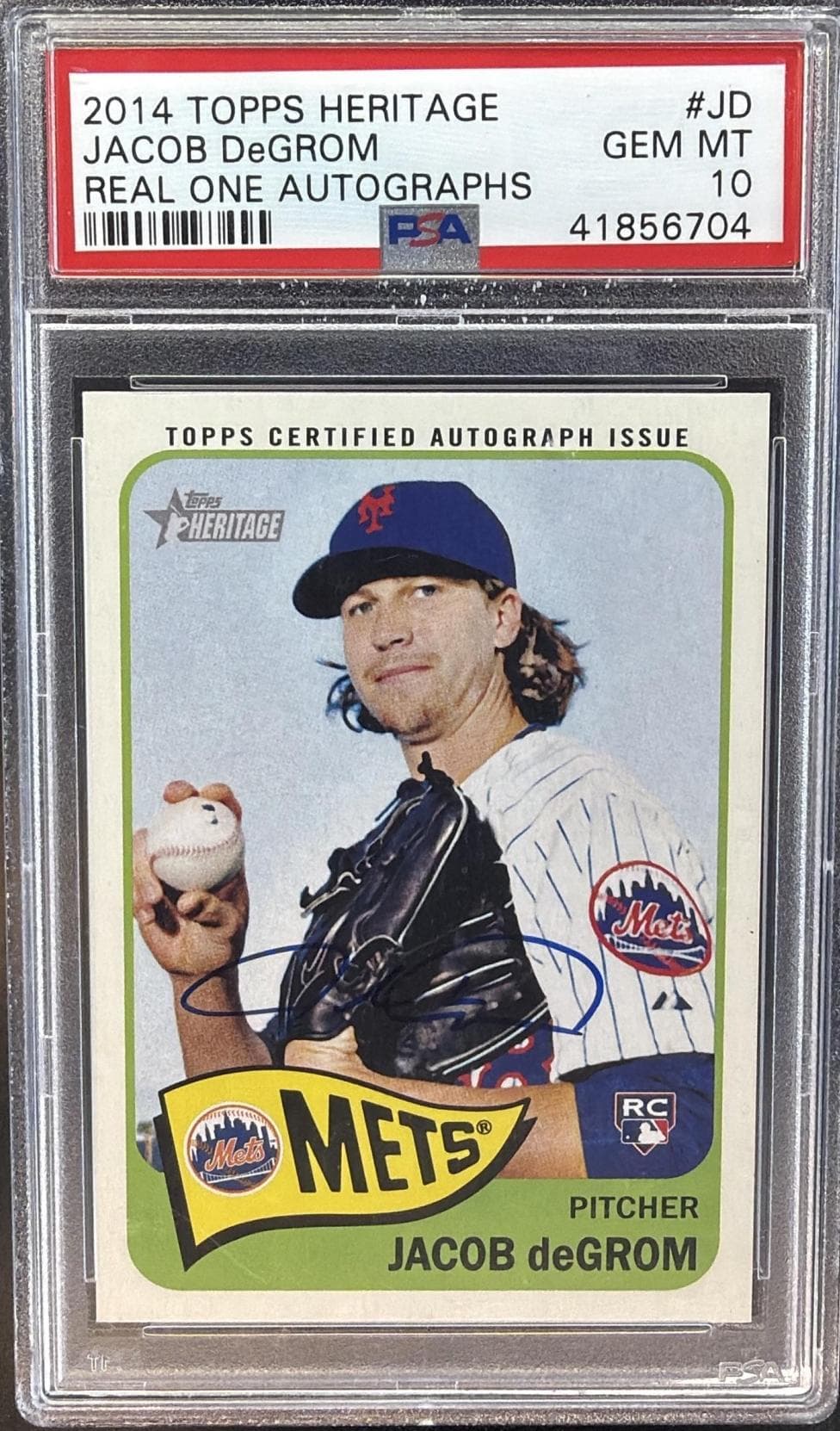 2014 TOPPS HERITAGE REAL ONE AUTOGRAPHS JACOB DeGROM #JD REAL ONE AUTOGRAPHS GEM MT 10 41856704