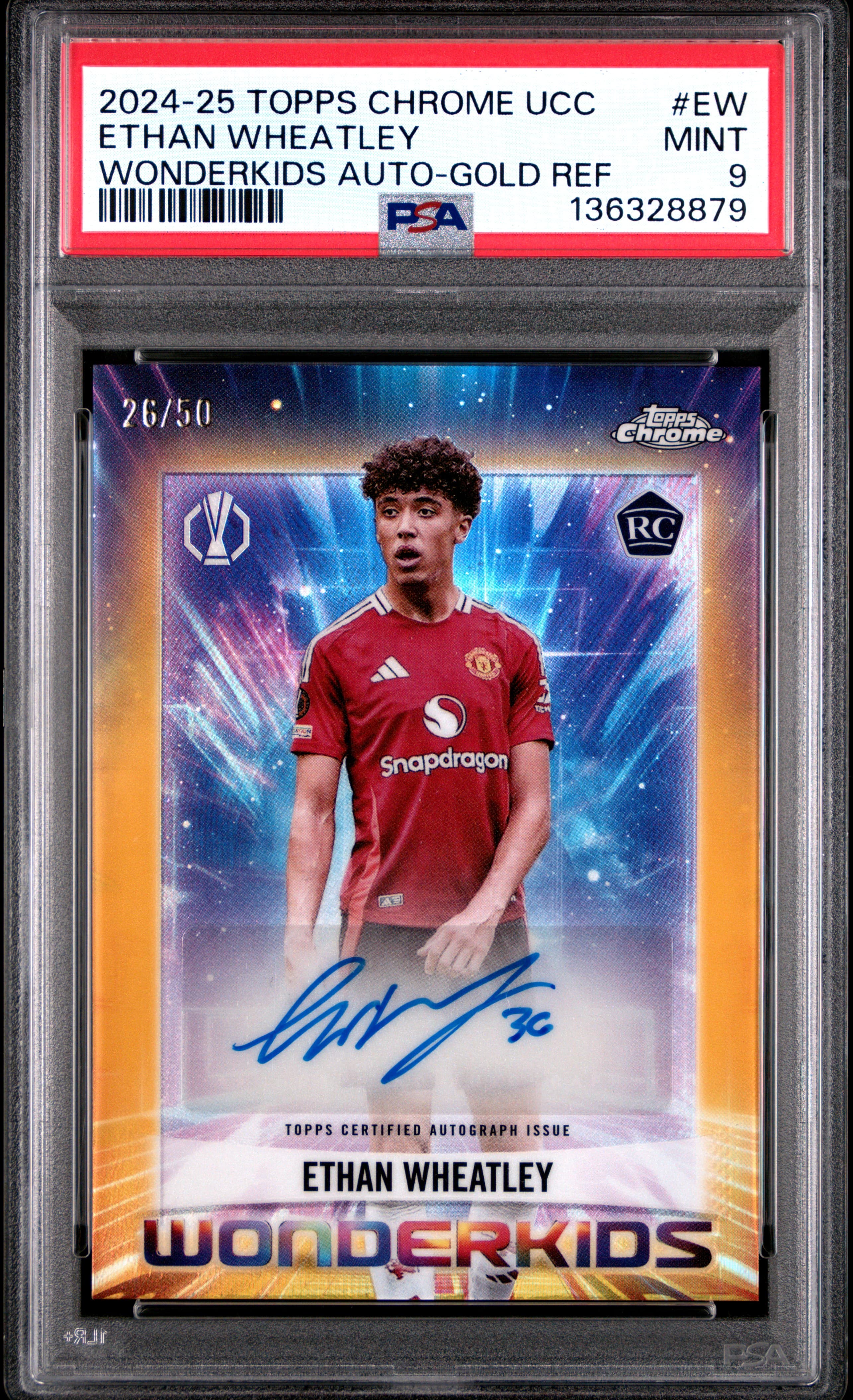 2024-25 TOPPS CHROME UEFA CLUB COMPETITIONS WONDERKIDS AUTOGRAPHS ETHAN WHEATLEY #EW WONDERKIDS AUTO-GOLD REF MINT 9 136328879