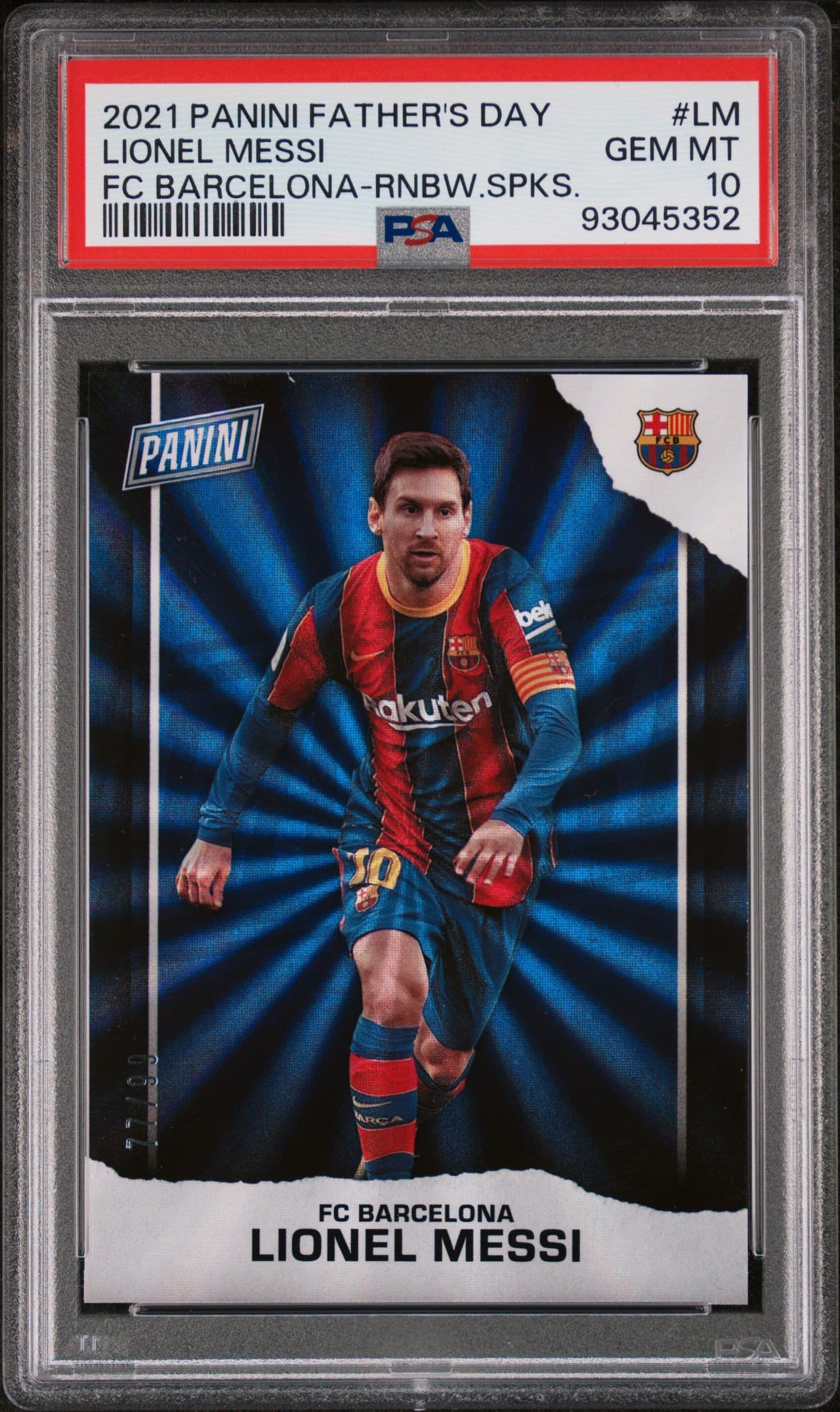 2021 PANINI FATHER'S DAY LIONEL MESSI #LM FC BARCELONA-RNBW.SPKS. GEM MT 10 93045352