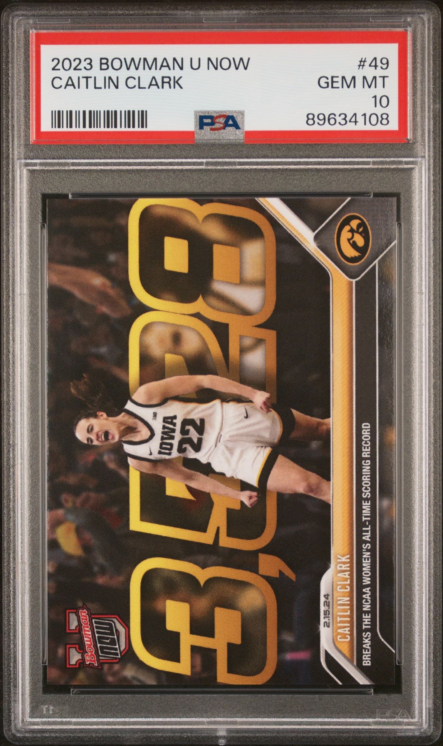 2023 BOWMAN U NOW CAITLIN CLARK #49 GEM MT 10 89634108