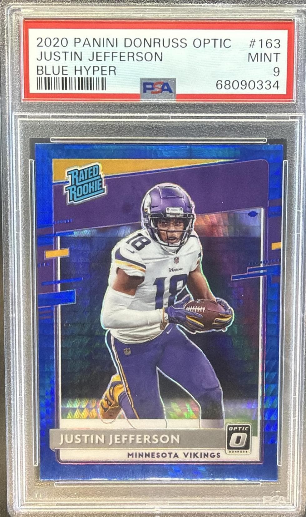 2020 PANINI DONRUSS OPTIC JUSTIN JEFFERSON #163 BLUE HYPER MINT 9 68090334