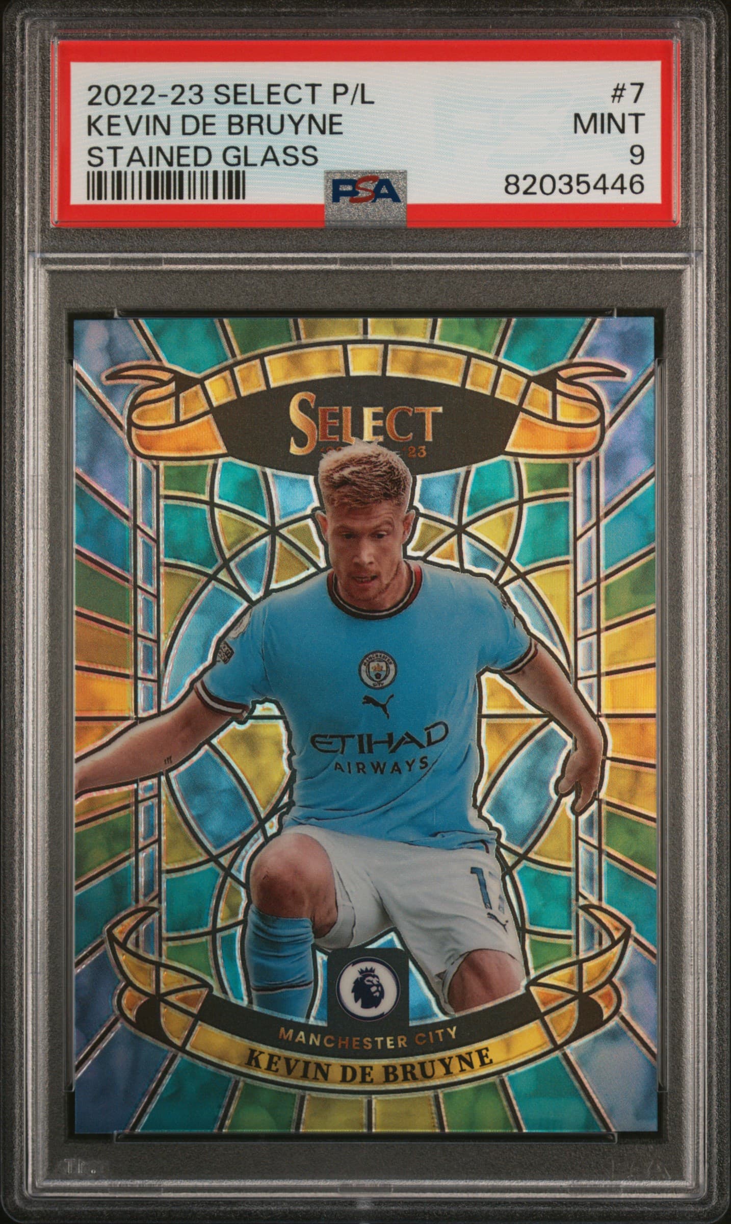 2022-23 PANINI SELECT PREMIER LEAGUE STAINED GLASS KEVIN DE BRUYNE #7 STAINED GLASS MINT 9 82035446