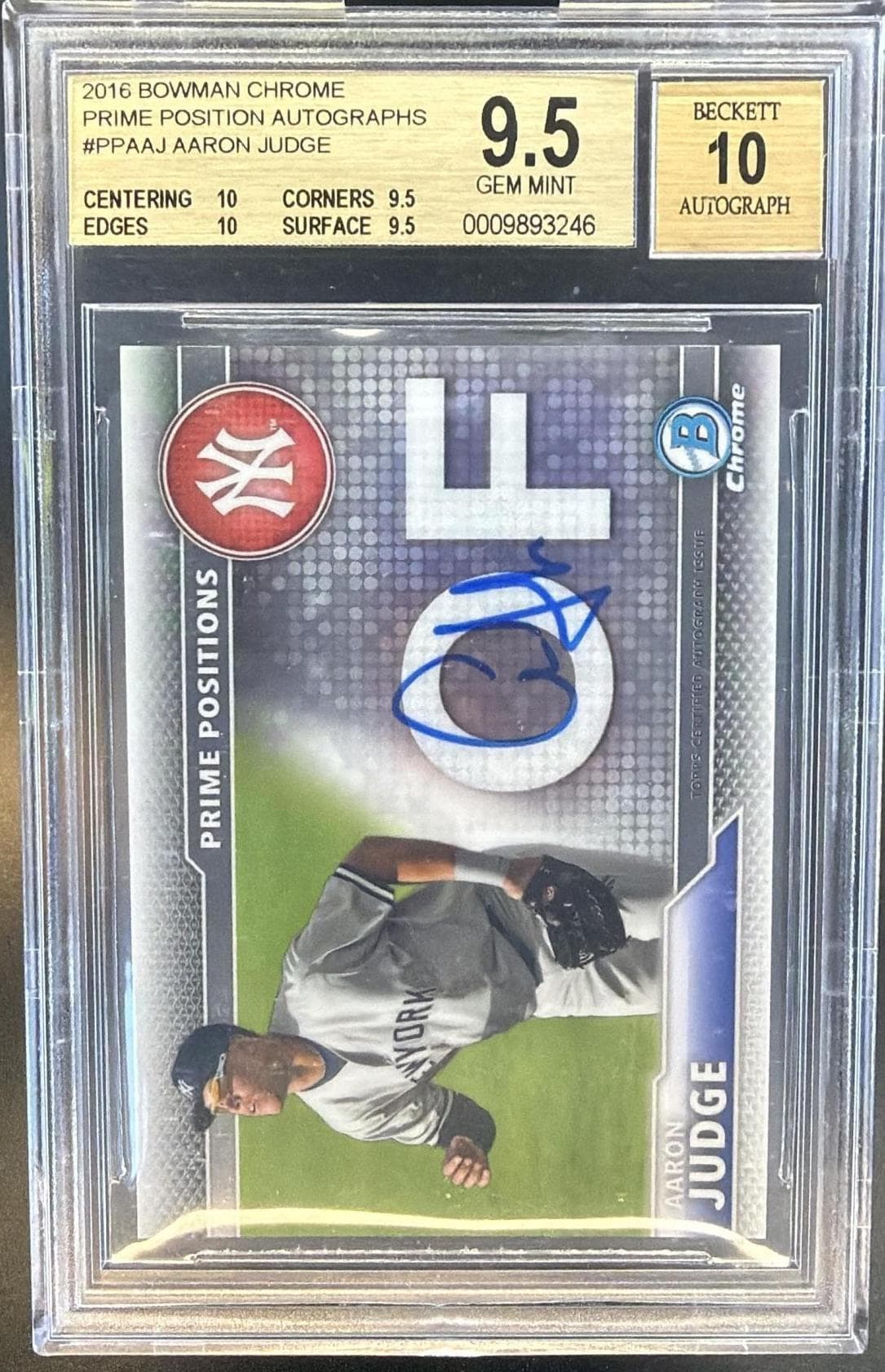 2016 Bowman Chrome Aaron Judge Prime Positions Autograph /250 #PPAAJ BGS 9.5