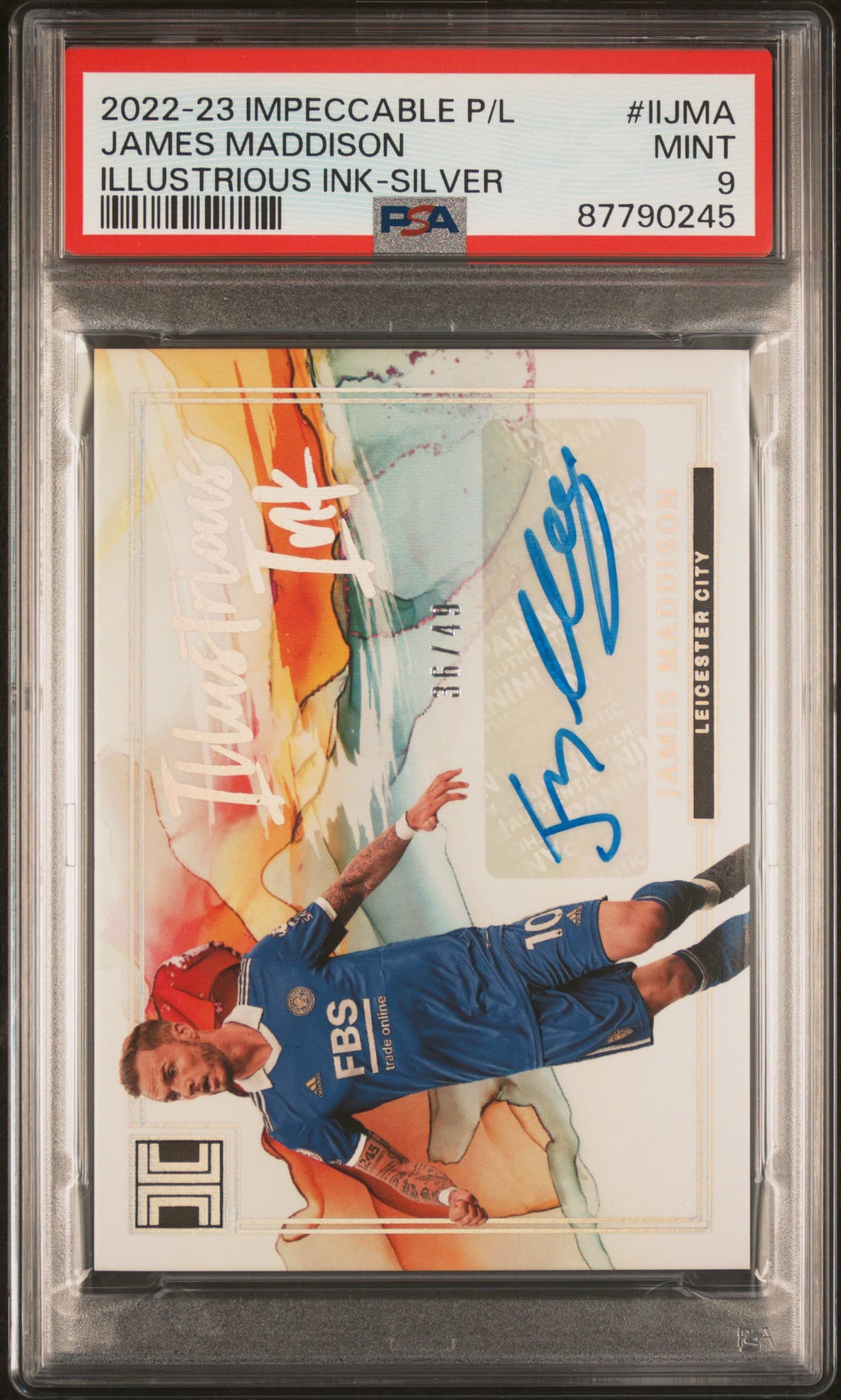 2022-23 PANINI IMPECCABLE PREMIER LEAGUE ILLUSTRIOUS INK JAMES MADDISON #IIJMA ILLUSTRIOUS INK-SILVER MINT 9 87790245