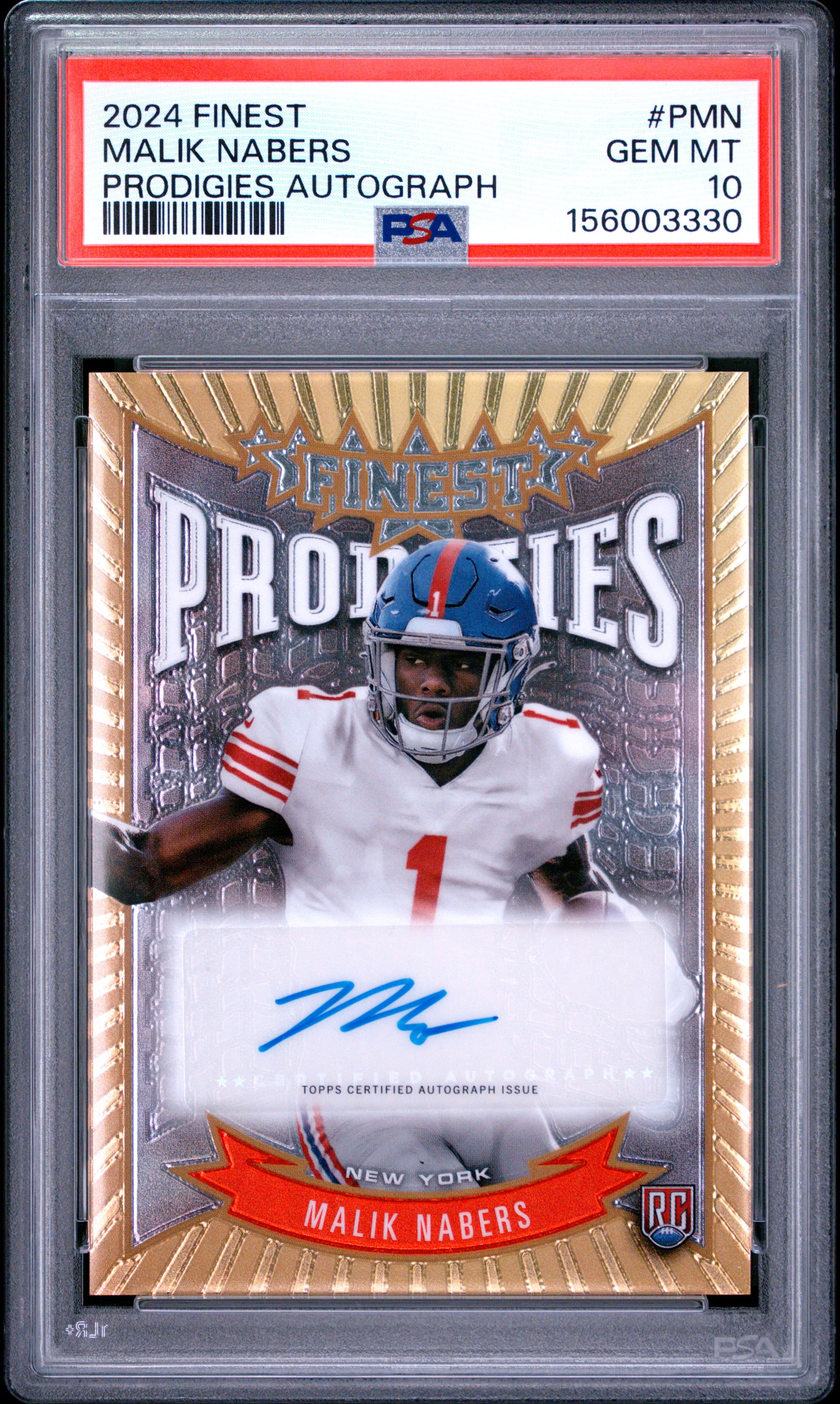 2024 TOPPS FINEST PRODIGIES AUTOGRAPHS MALIK NABERS #PMN GEM MT 10 156003330