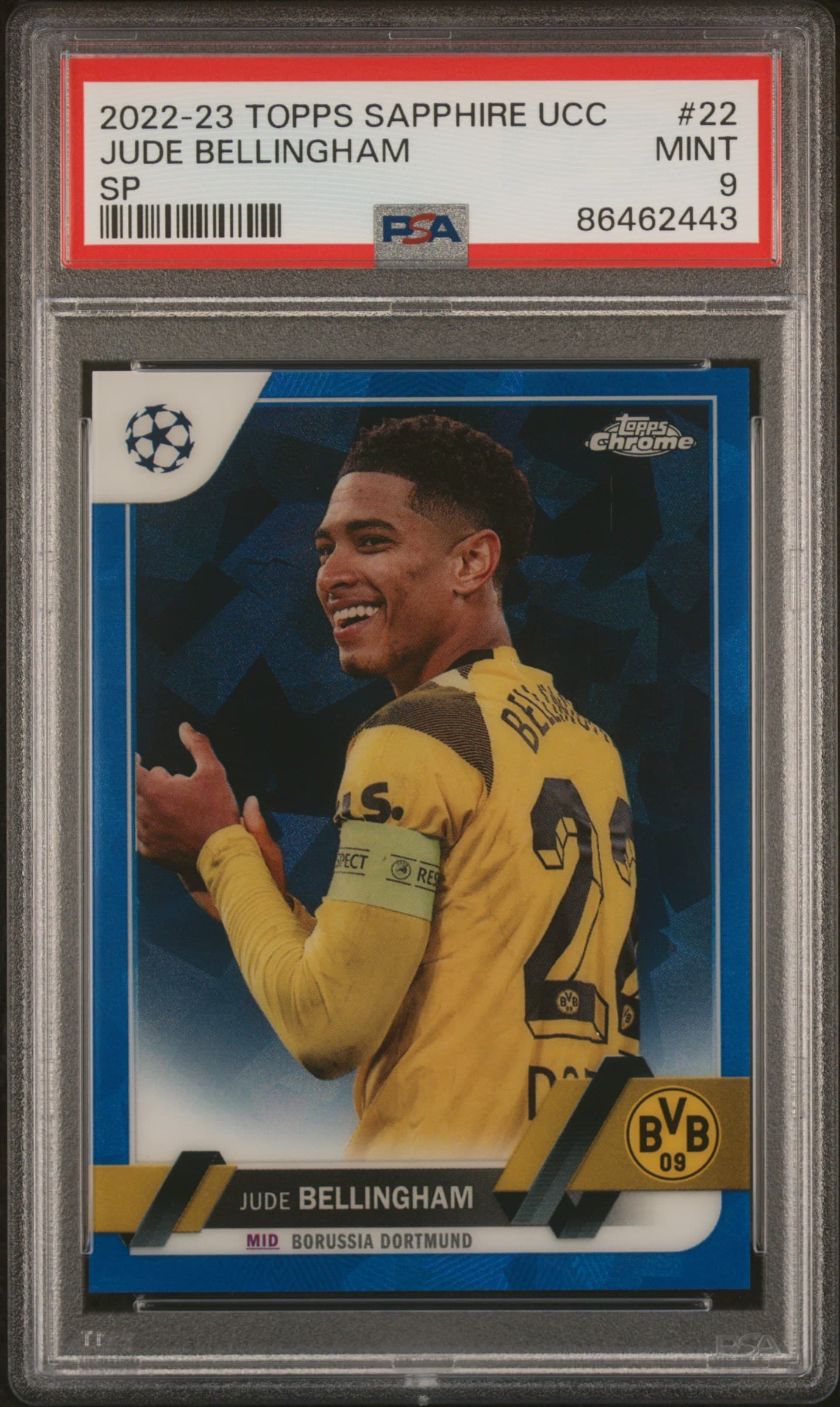 2022-23 TOPPS CHROME SAPPHIRE EDITION UEFA CLUB COMPETITIONS JUDE BELLINGHAM #22 SP MINT 9 86462443