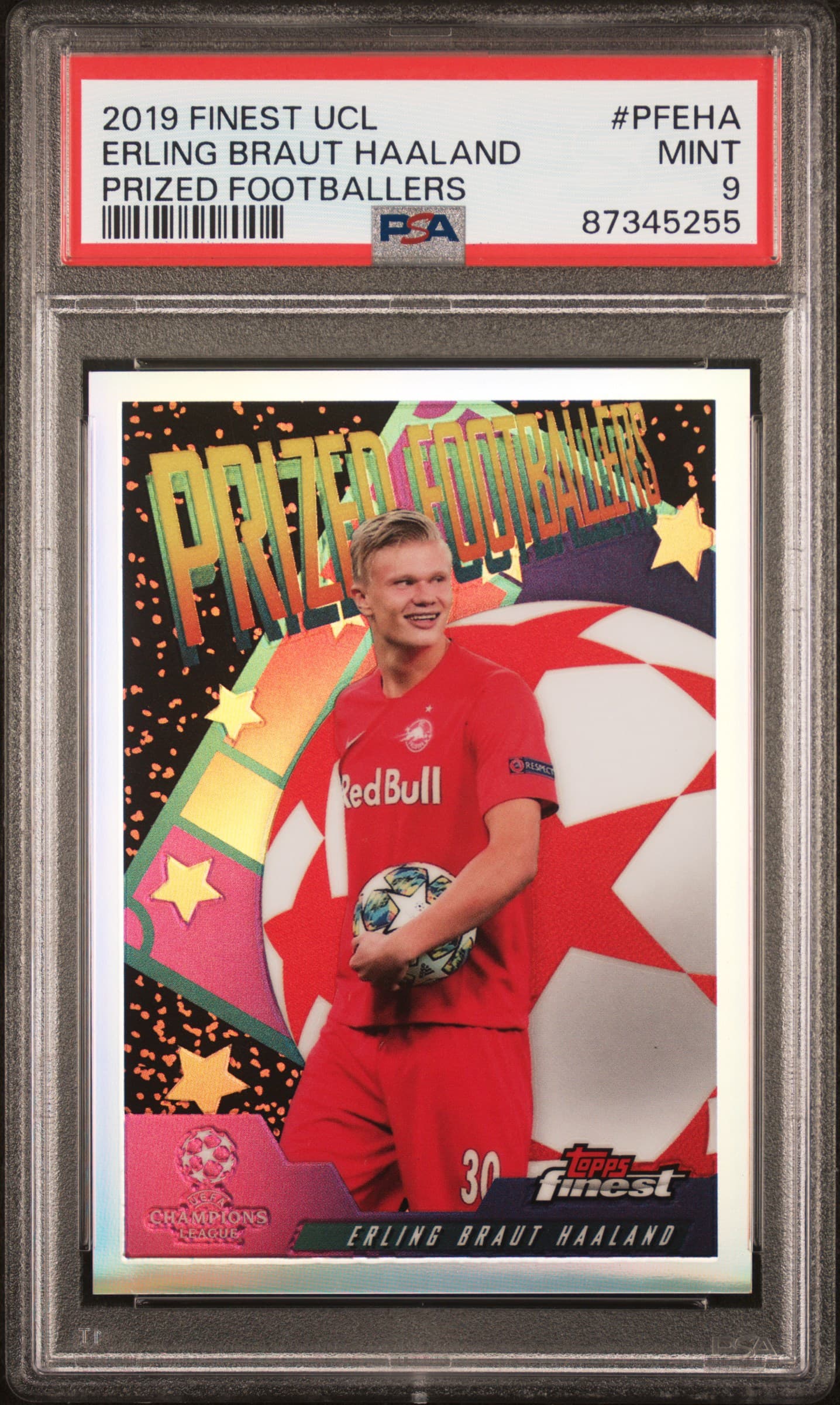2019 FINEST UEFA CHAMPIONS LEAGUE PRIZED FOOTBALLERS ERLING BRAUT HAALAND #PFEHA PRIZED FOOTBALLERS MINT 9 87345255