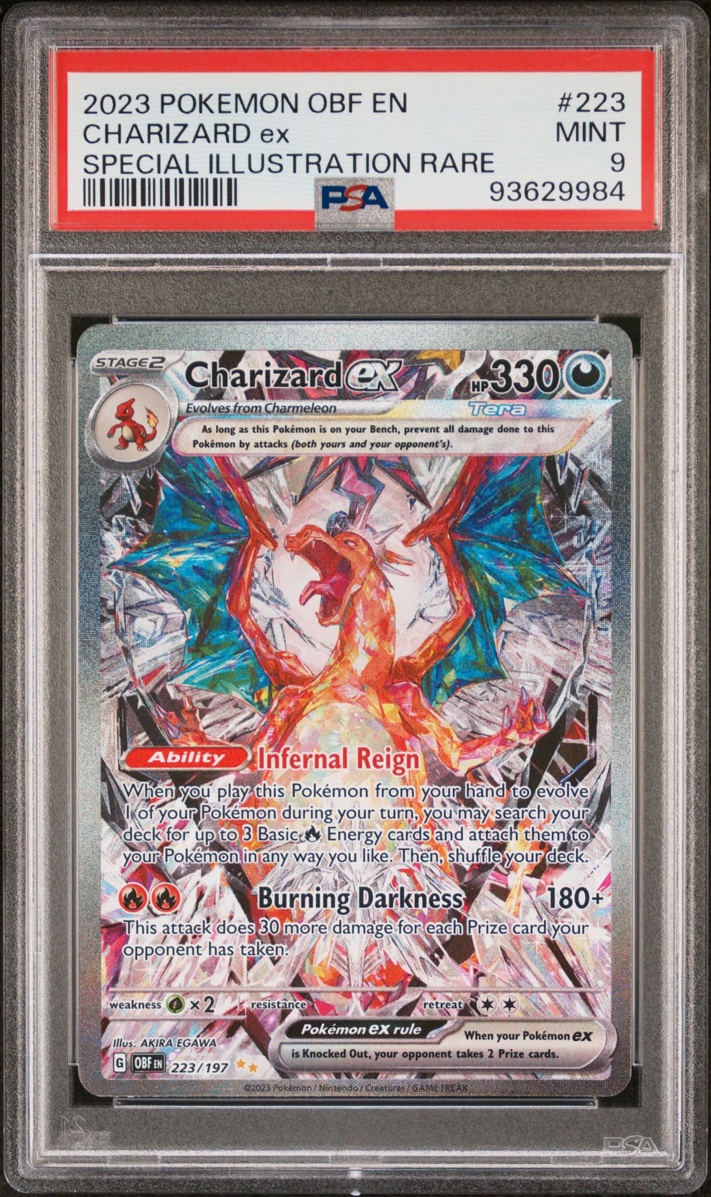 2023 POKEMON OBF EN-OBSIDIAN FLAMES CHARIZARD ex #223 SPECIAL ILLUSTRATION RARE MINT 9 93629984