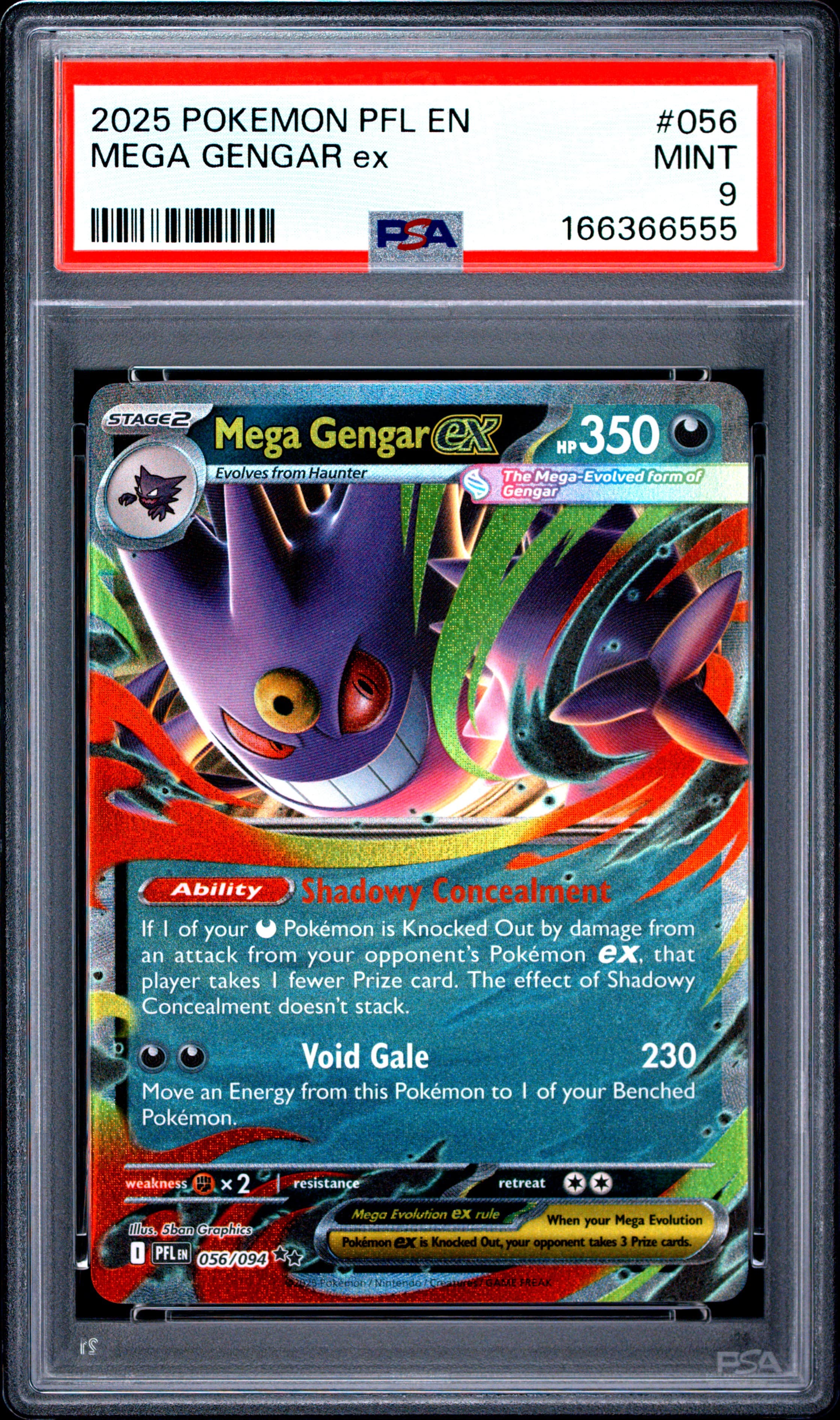 2025 POKEMON PFL EN-PHANTASMAL FLAMES MEGA GENGAR ex #056 MINT 9 166366555