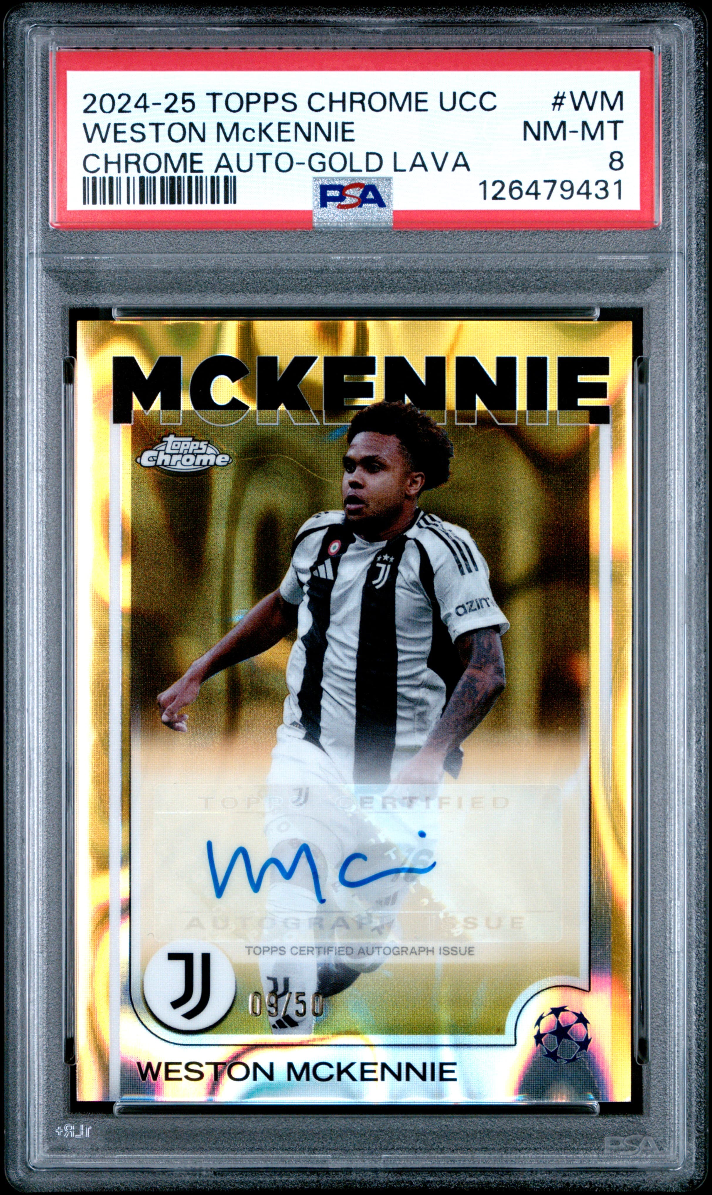 2024-25 TOPPS CHROME UEFA CLUB COMPETITIONS CHROME AUTOGRAPHS WESTON McKENNIE #WM CHROME AUTO-GOLD LAVA NM-MT 8 126479431