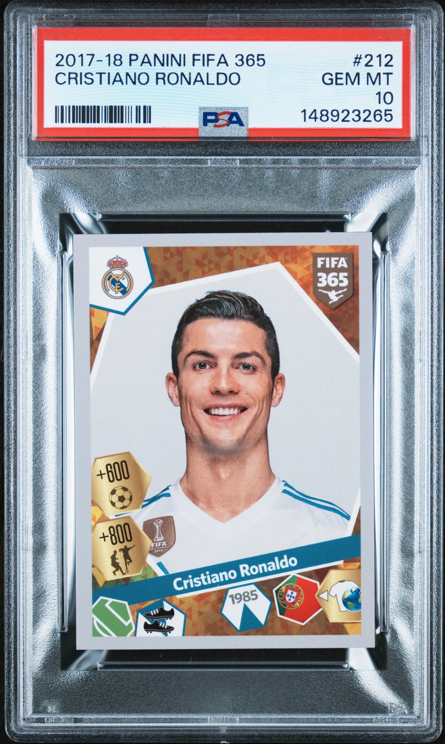 2017 PANINI FIFA 365 CRISTIANO RONALDO #212 GEM MT 10 148923265