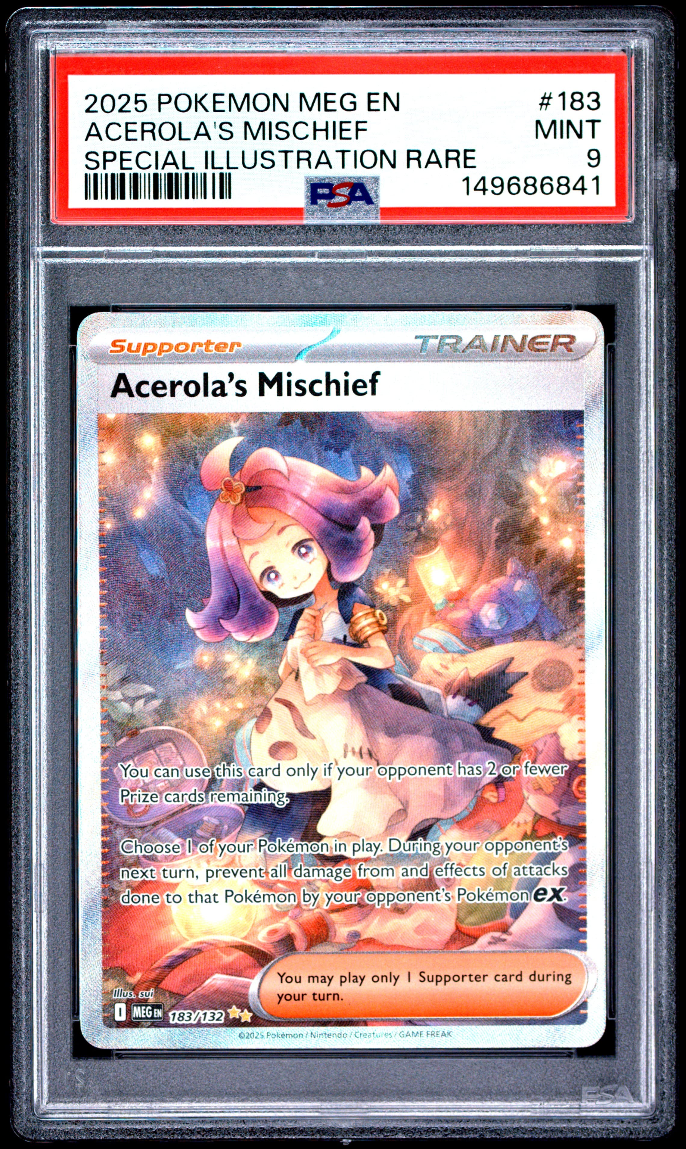 2025 POKEMON MEG EN-MEGA EVOLUTION ACEROLA'S MISCHIEF #183 SPECIAL ILLUSTRATION RARE MINT 9 149686841