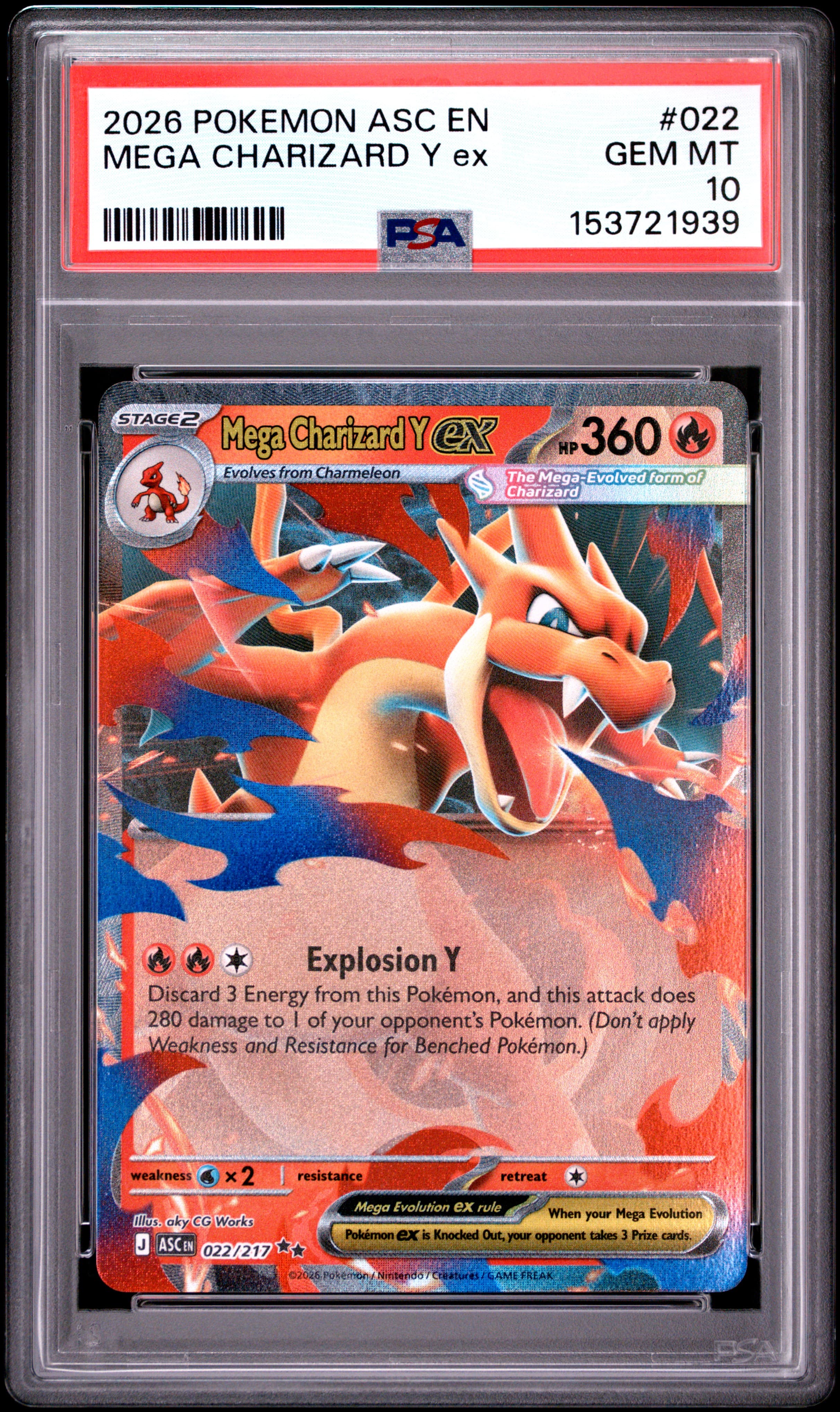 2026 POKEMON ASC EN-ASCENDED HEROES MEGA CHARIZARD Y ex #022 GEM MT 10 153721939