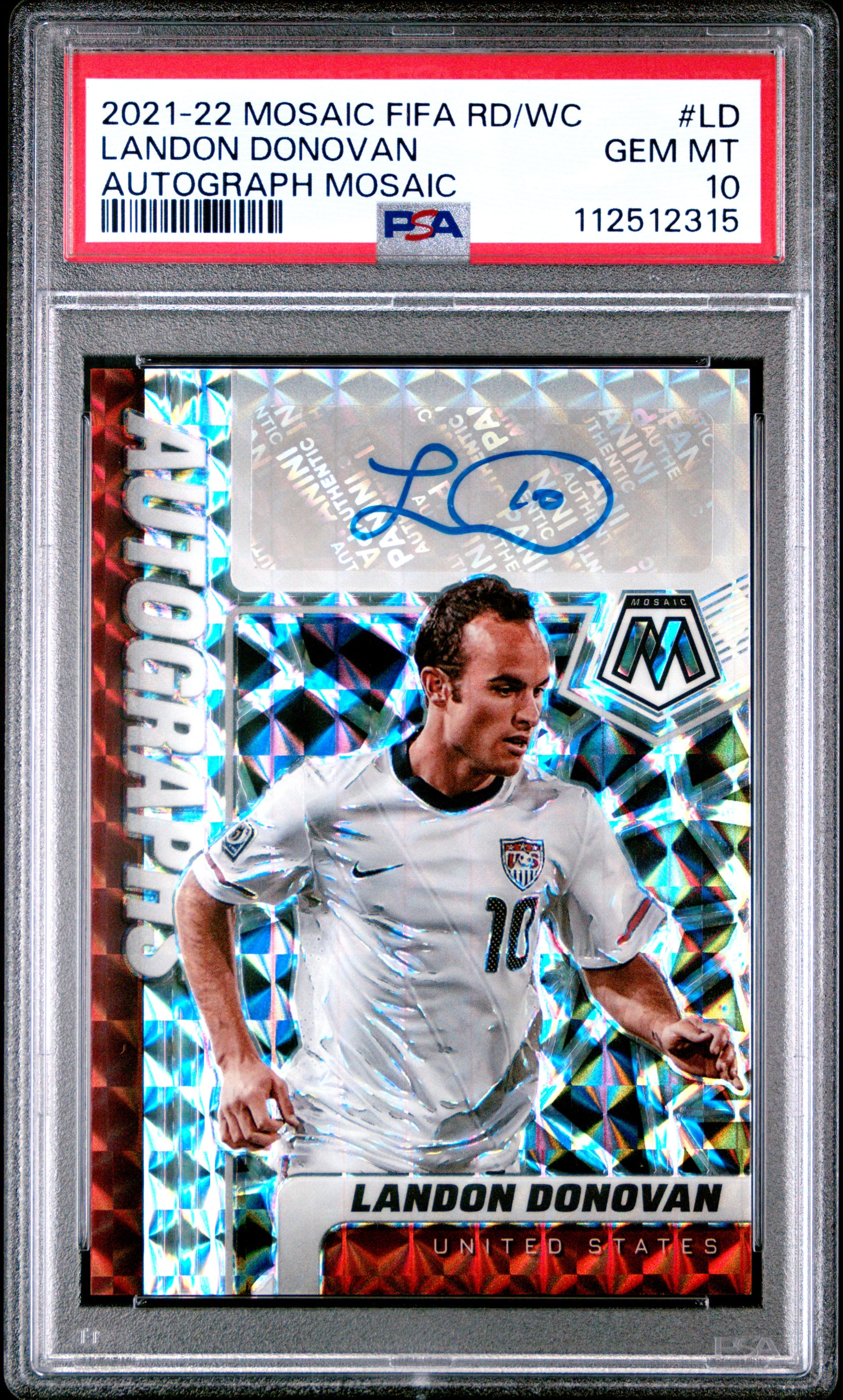 2021-2022 PANINI MOSAIC FIFA ROAD TO WORLD CUP AUTOGRAPHS MOSAIC LANDON DONOVAN #LD AUTOGRAPH MOSAIC GEM MT 10 112512315