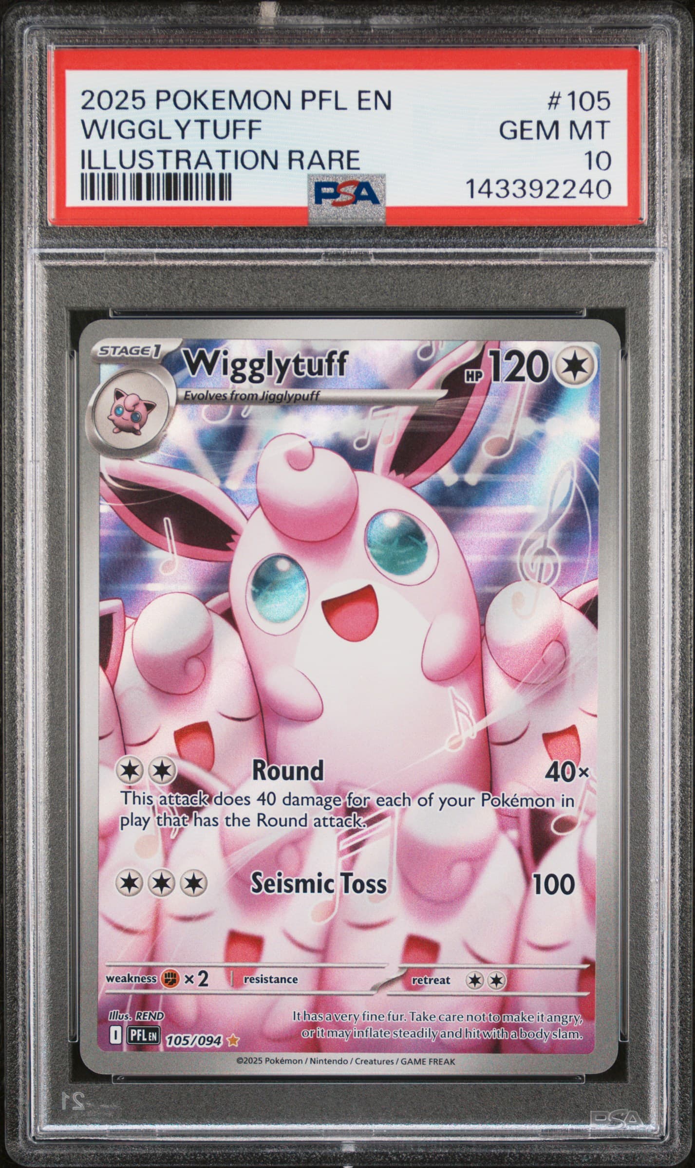 2025 POKEMON PFL EN-PHANTASMAL FLAMES WIGGLYTUFF #105 ILLUSTRATION RARE GEM MT 10 143392240