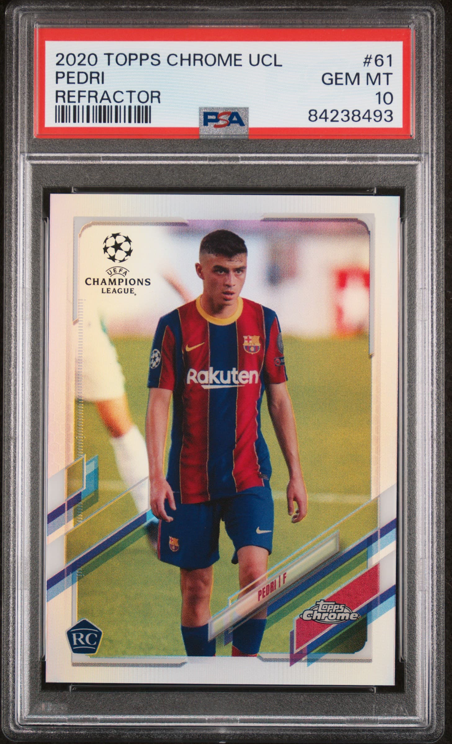 2020 TOPPS CHROME UEFA CHAMPIONS LEAGUE PEDRI #61 REFRACTOR GEM MT 10 84238493