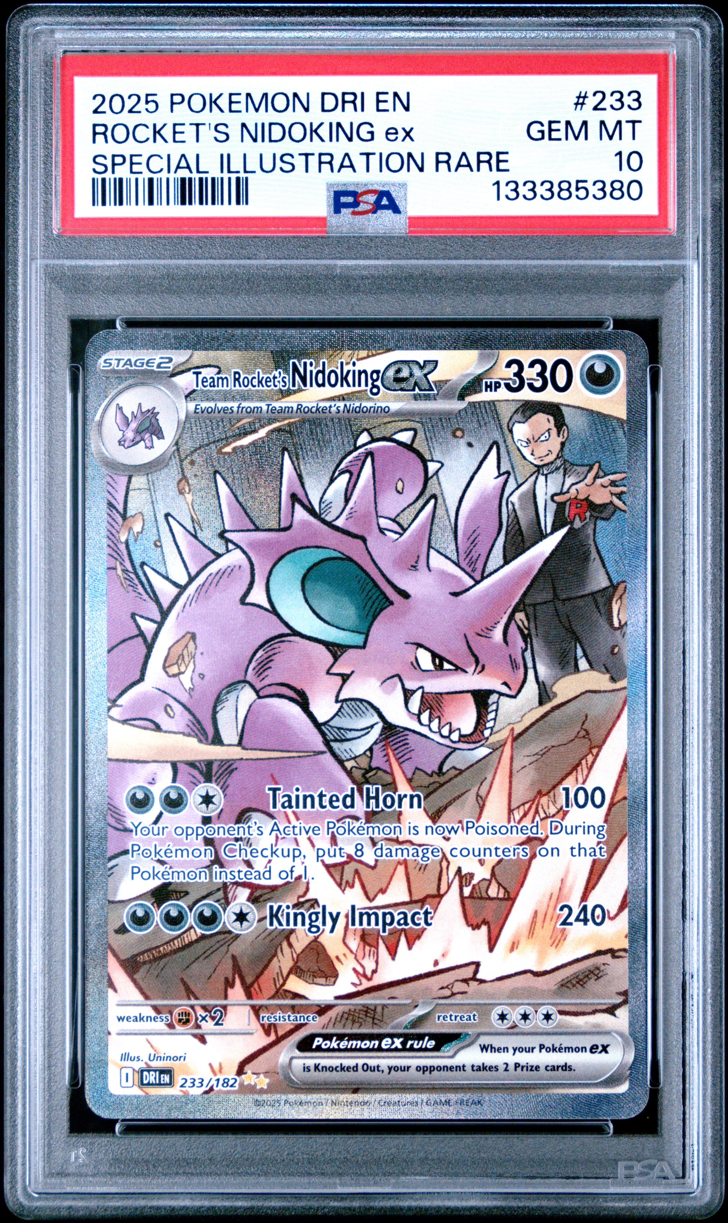 2025 POKEMON DRI EN-DESTINED RIVALS ROCKET'S NIDOKING ex #233 SPECIAL ILLUSTRATION RARE GEM MT 10 133385380