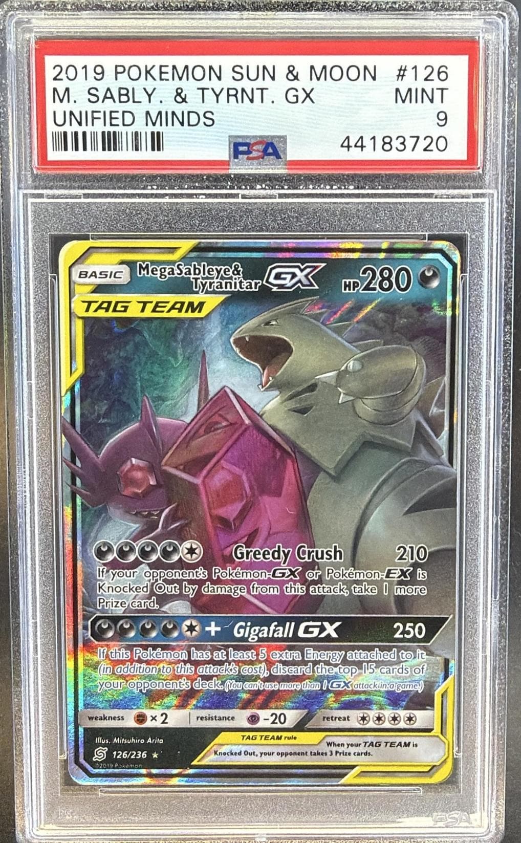 2019 POKEMON SUN & MOON UNIFIED MINDS M.SBLEYE/TYRANITAR GX #126 UNIFIED MINDS MINT 9 44183720