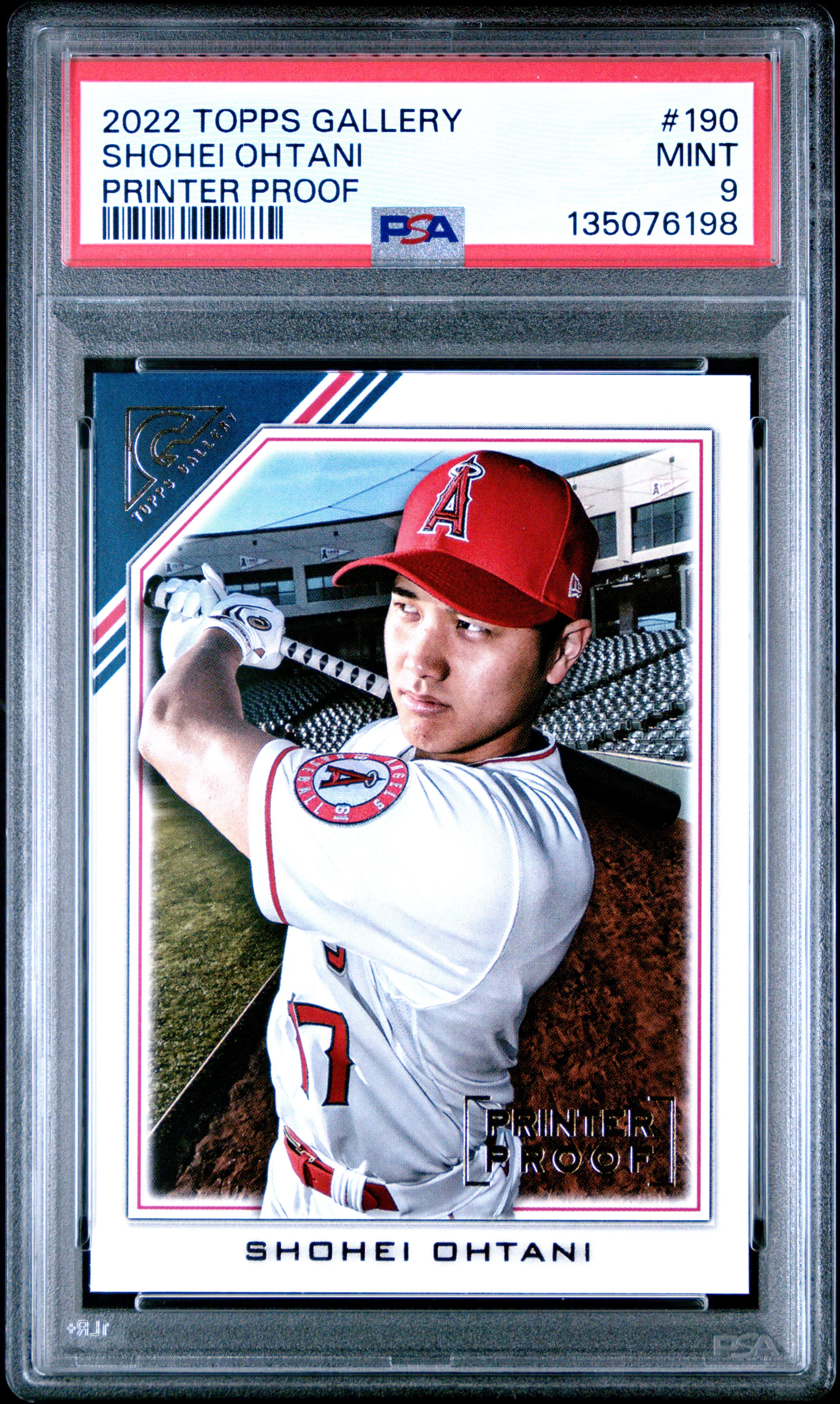 2022 TOPPS GALLERY SHOHEI OHTANI #190 PRINTER PROOF MINT 9 135076198
