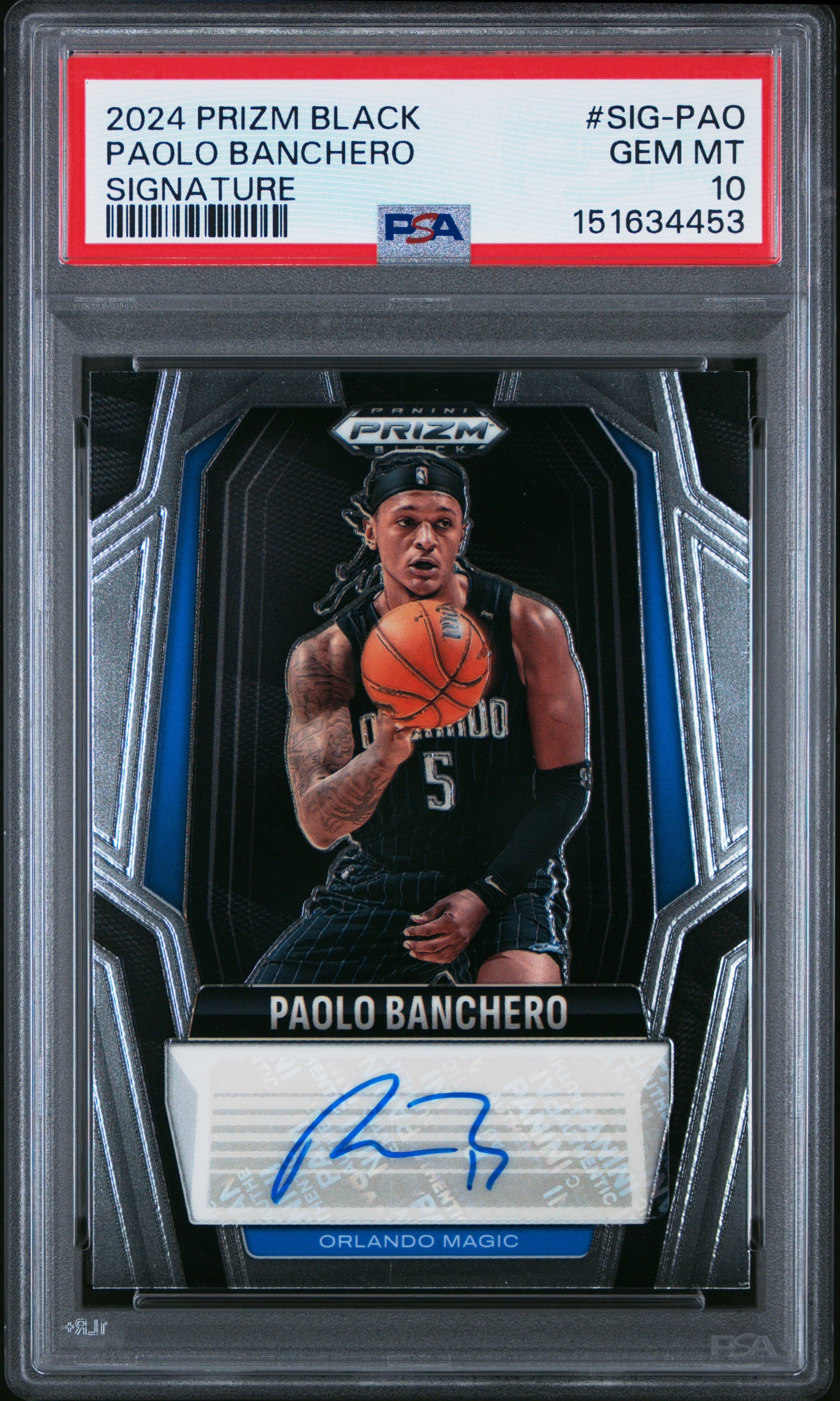 2024 PANINI PRIZM BLACK SIGNATURES PAOLO BANCHERO #SIG-PAO GEM MT 10 151634453