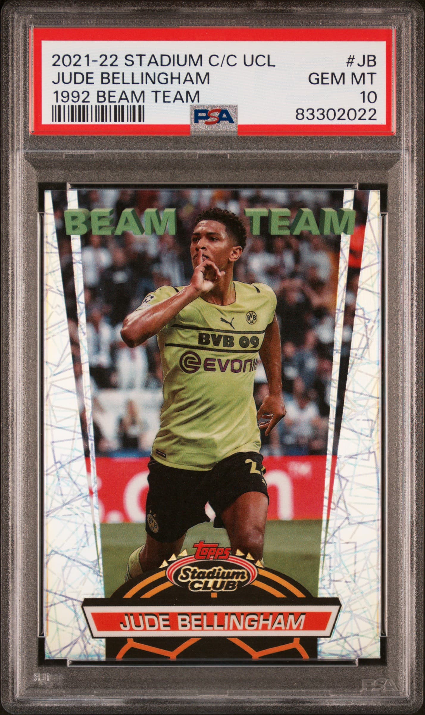 2021-22 TOPPS STADIUM CLUB CHROME UEFA CHAMPIONS LEAGUE 1992 BEAM TEAM JUDE BELLINGHAM #JB 1992 BEAM TEAM GEM MT 10 83302022