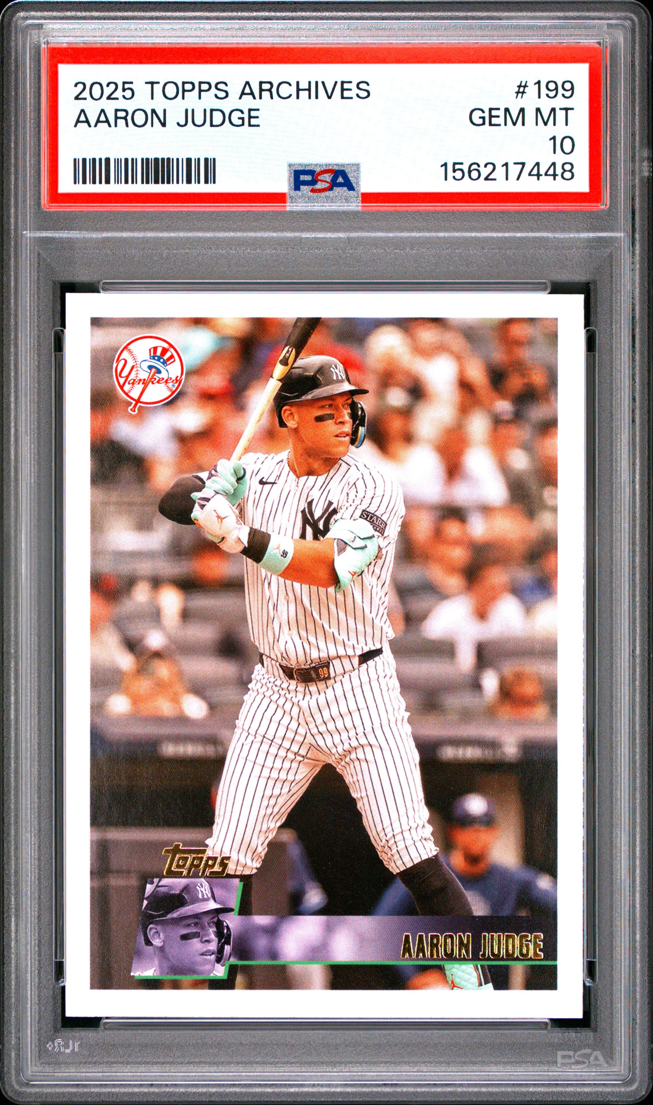 2025 TOPPS ARCHIVES AARON JUDGE #199 GEM MT 10 156217448